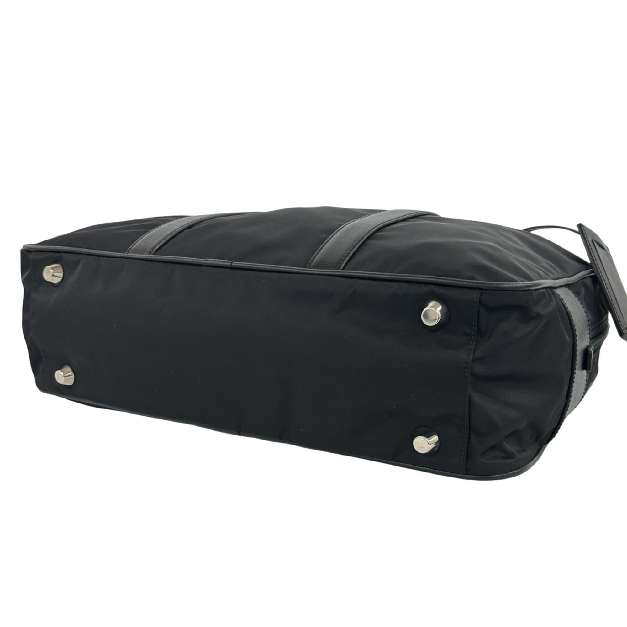 Prada Black Nylon Leather Briefcase (Pre-Owned)