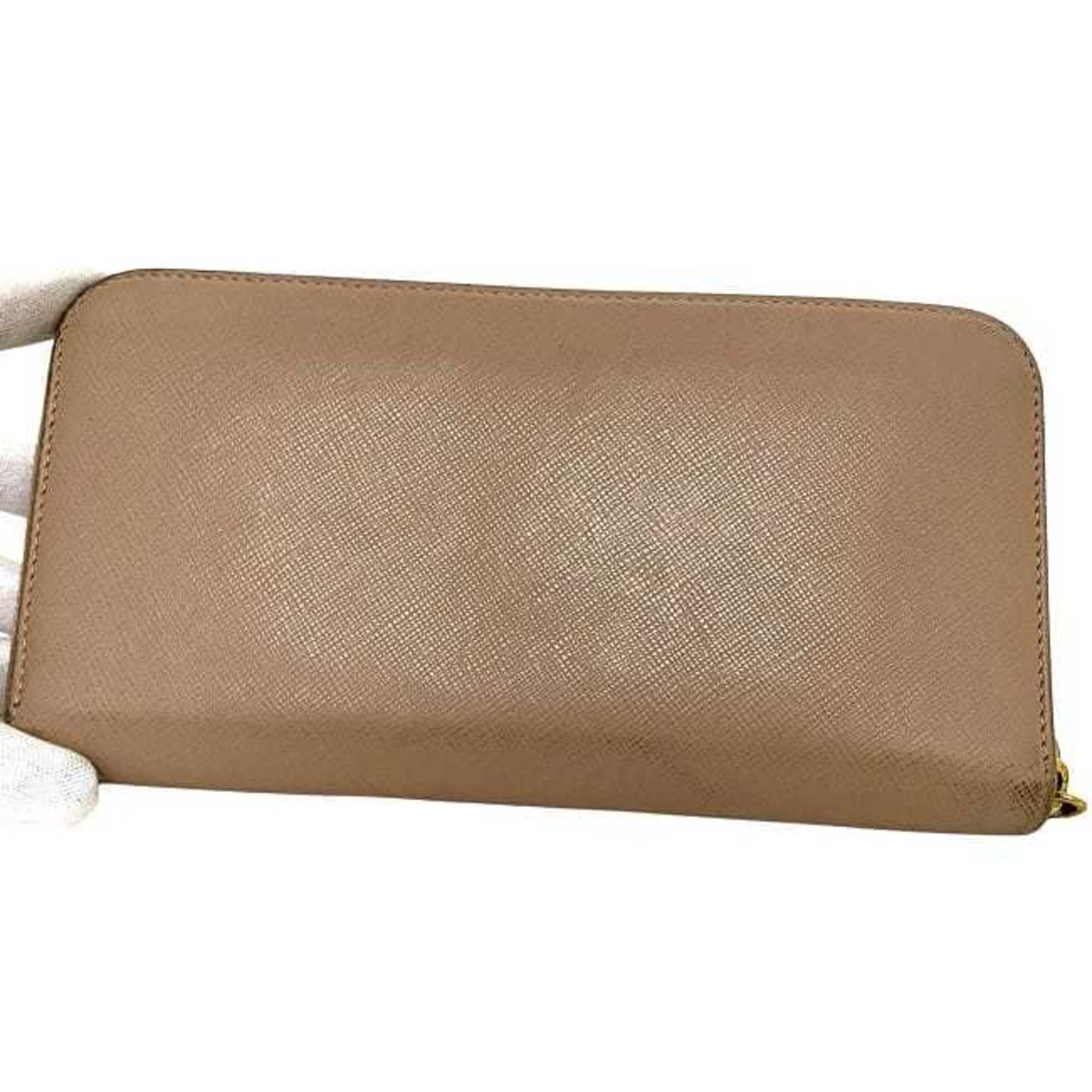 Prada Pink Beige Saffiano Metal Long Wallet (Bi-Fold) (Pre-Owned)