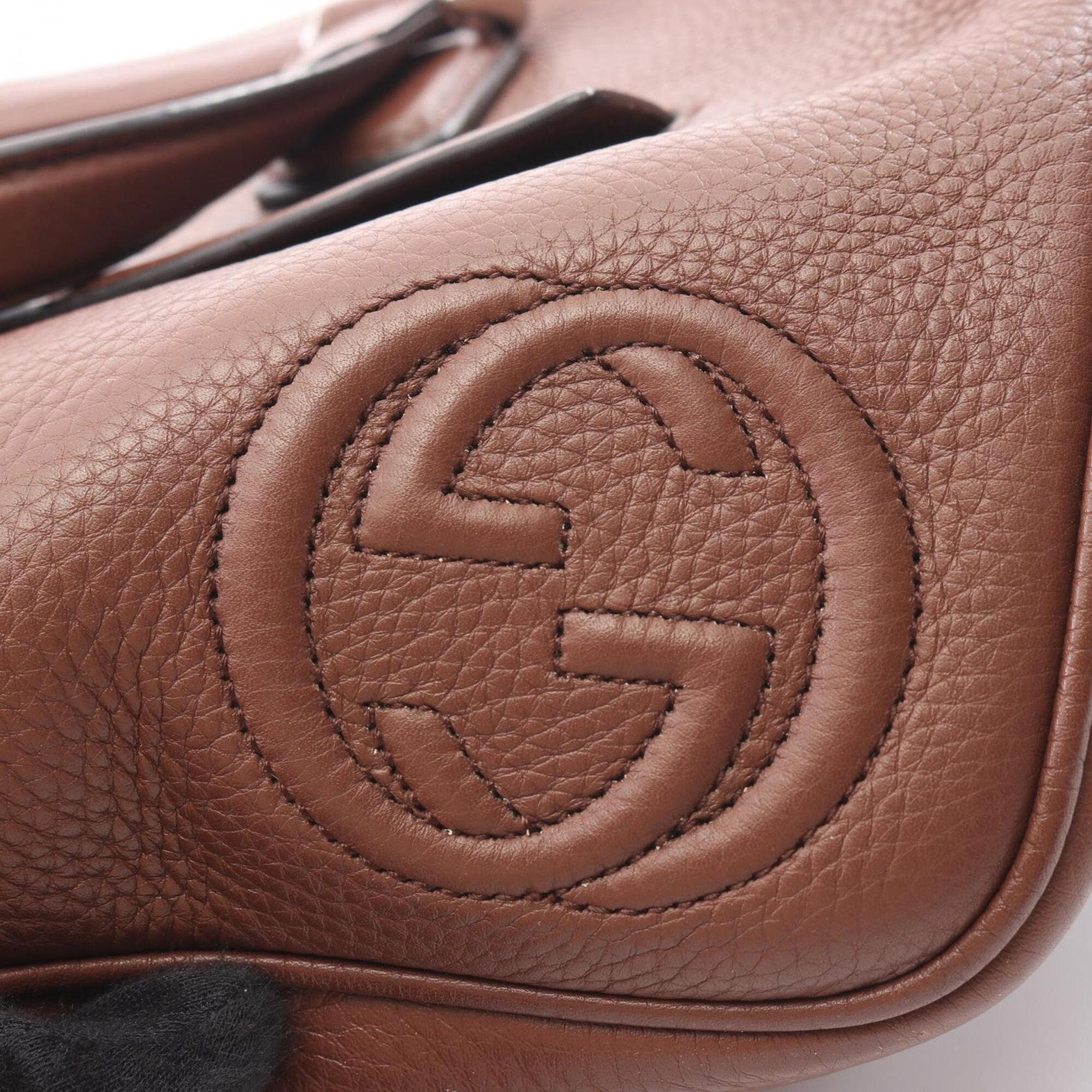 Gucci Brown Leather Briefcase Handbag (Pre-Owned)