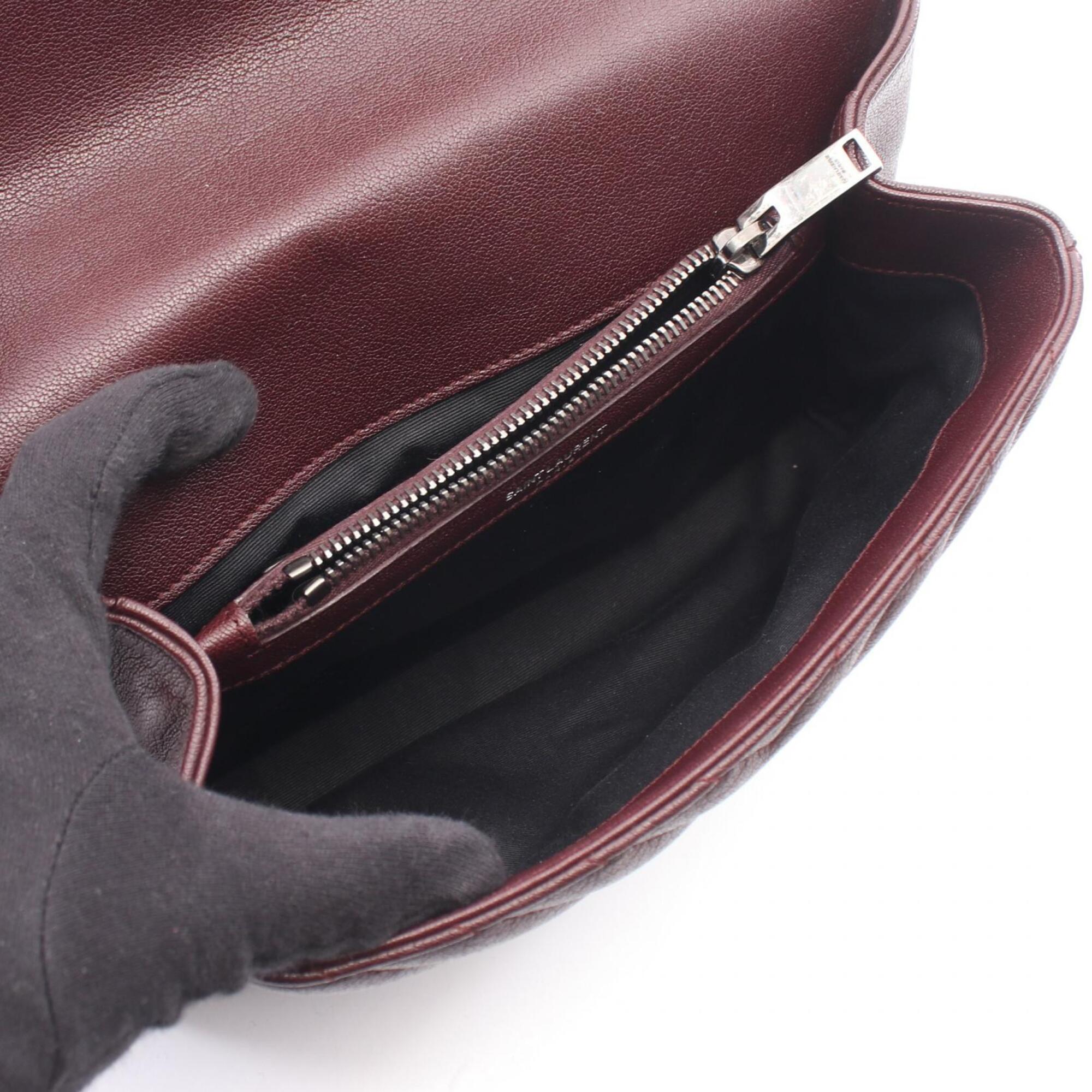 Saint Laurent Bordeaux Leather Handbag (Pre-Owned)
