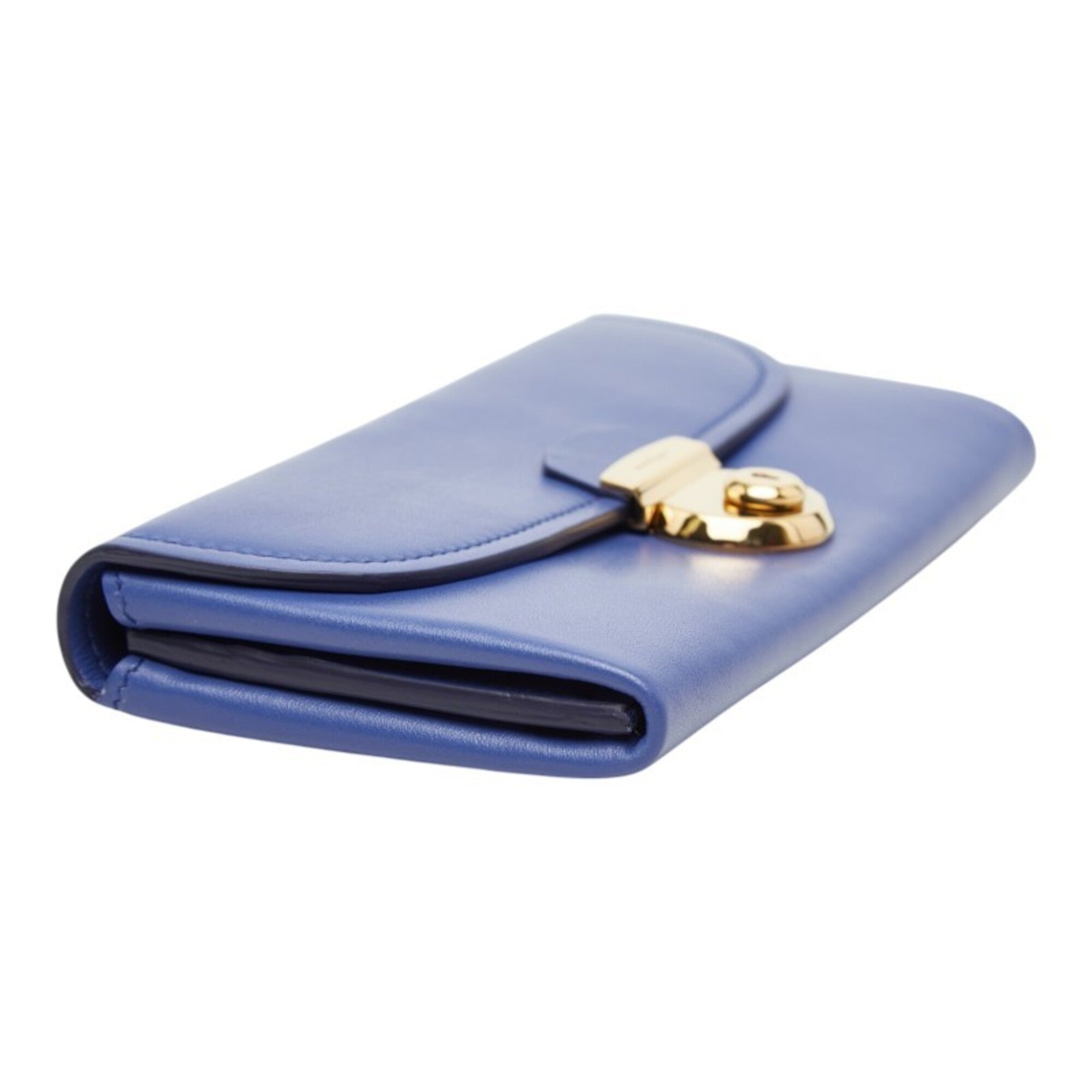 Salvatore Ferragamo Light Blue Leather Long Wallet (Bi-Fold) (Pre-Owned)