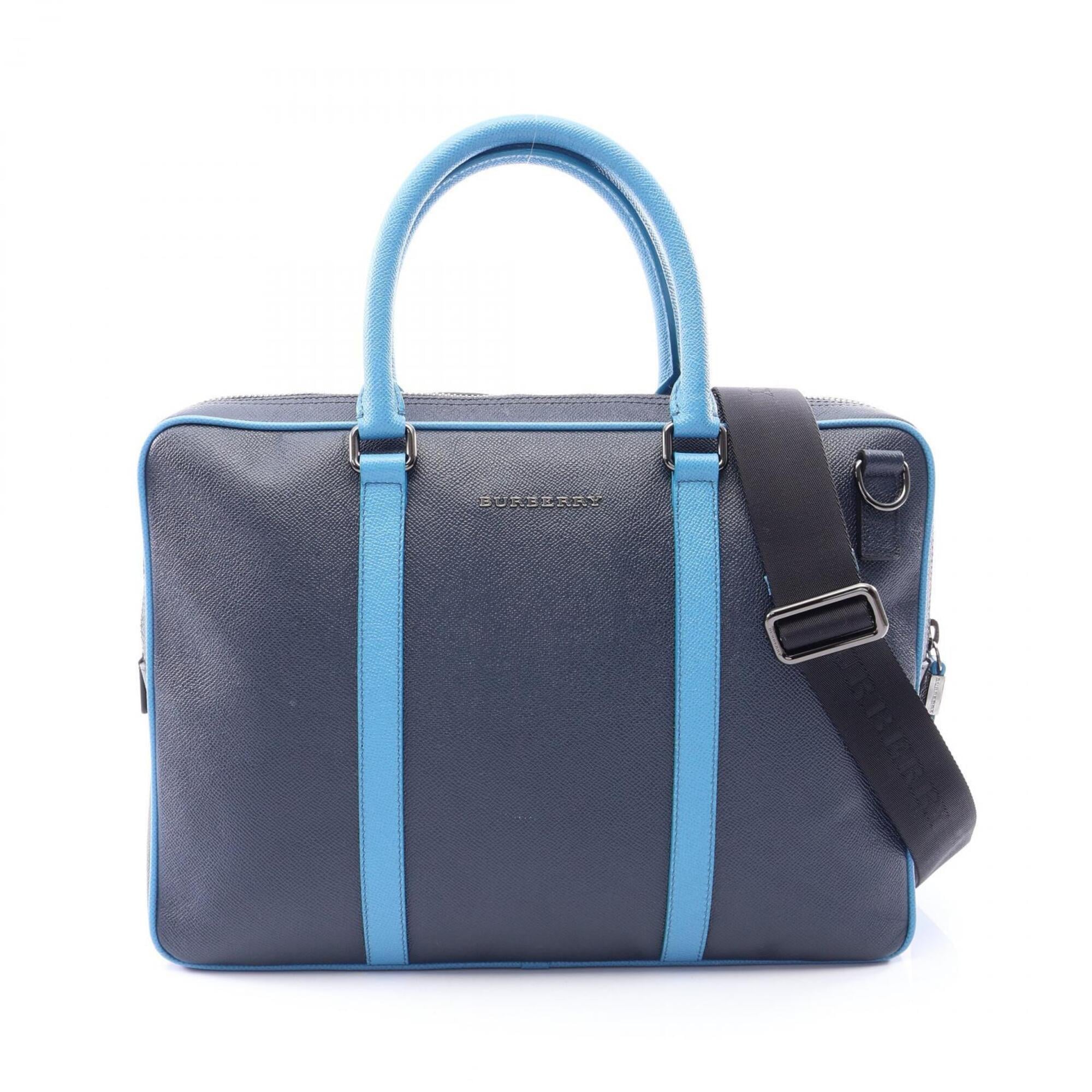 Burberry Blue Navy Leather Handbag (Pre-Owned)