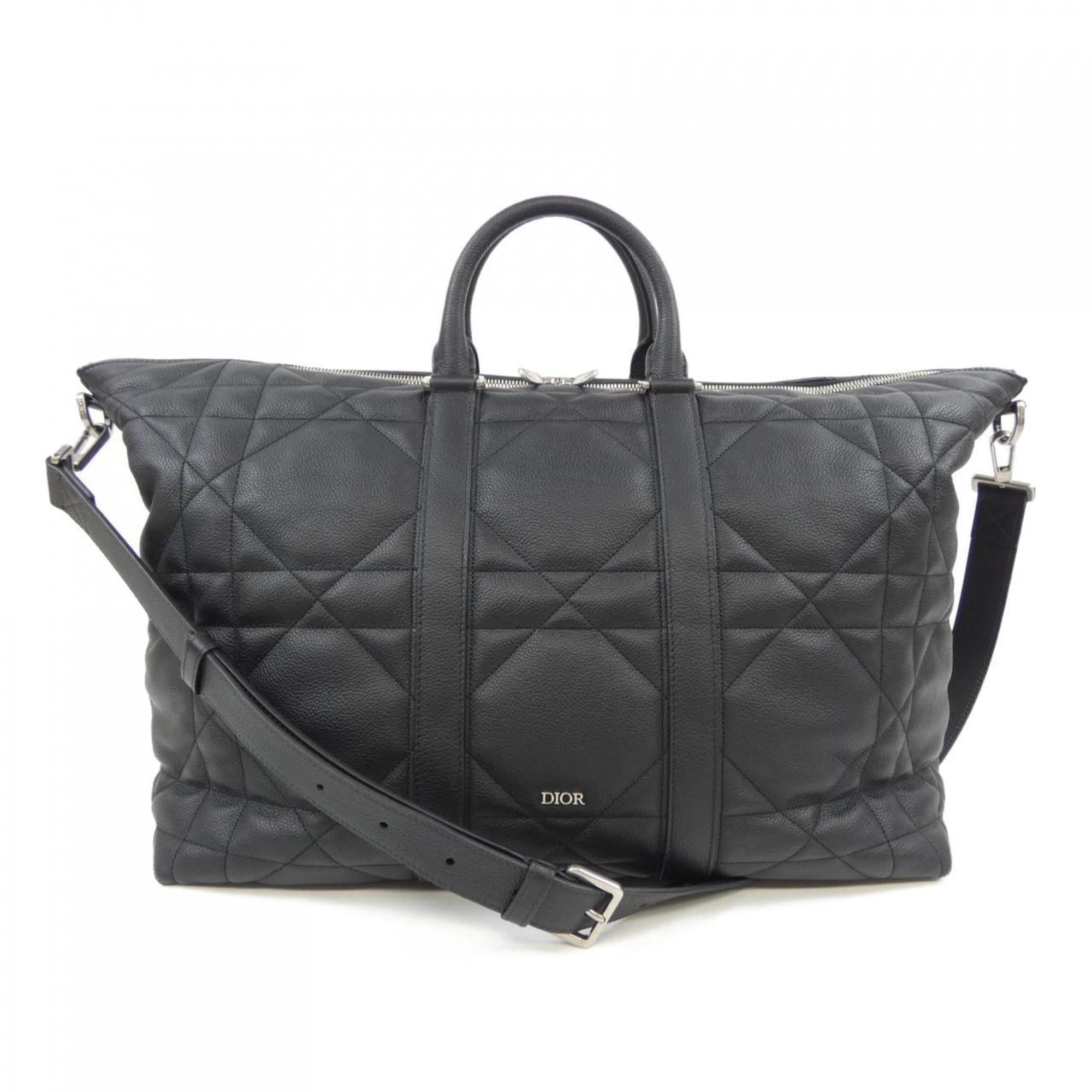 Christian Dior Black Leather Handbag Weekend Bag (Pre-Owned)