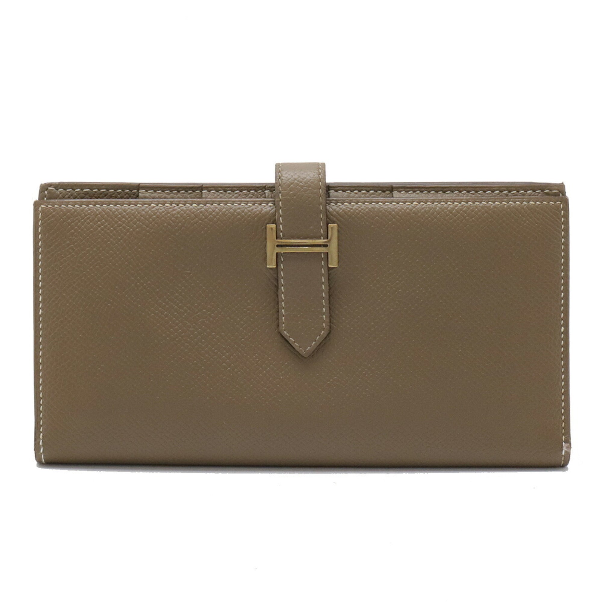 Hermes Etoupe Gray Leather Long Wallet (Bi-Fold) (Pre-Owned)