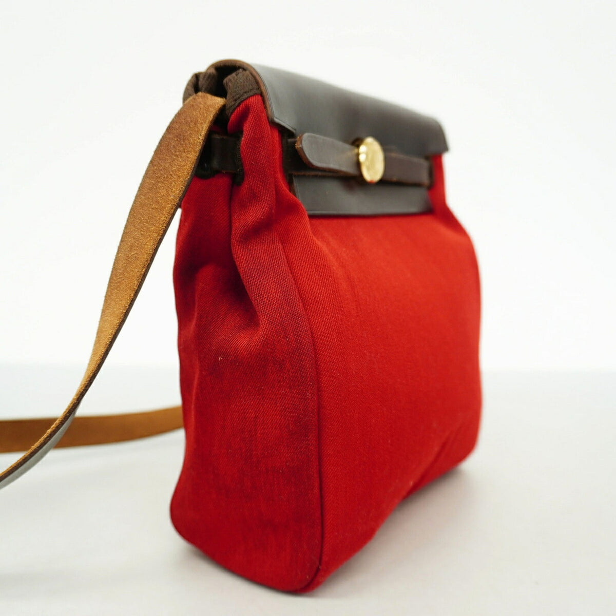 Hermes Brown Red Color Toile Officier Shoulder Bag (Pre-Owned)