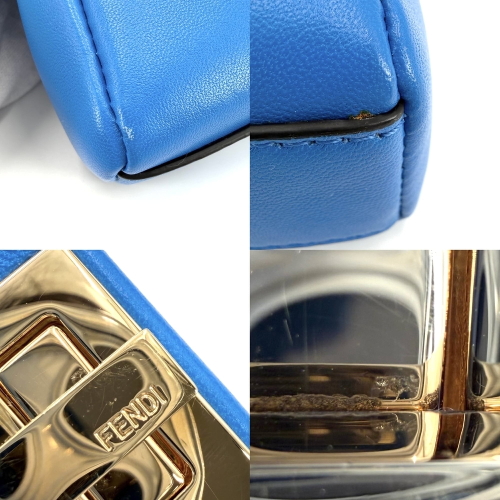 Fendi Blue Leather Handbag Shoulder Bag (Pre-Owned)