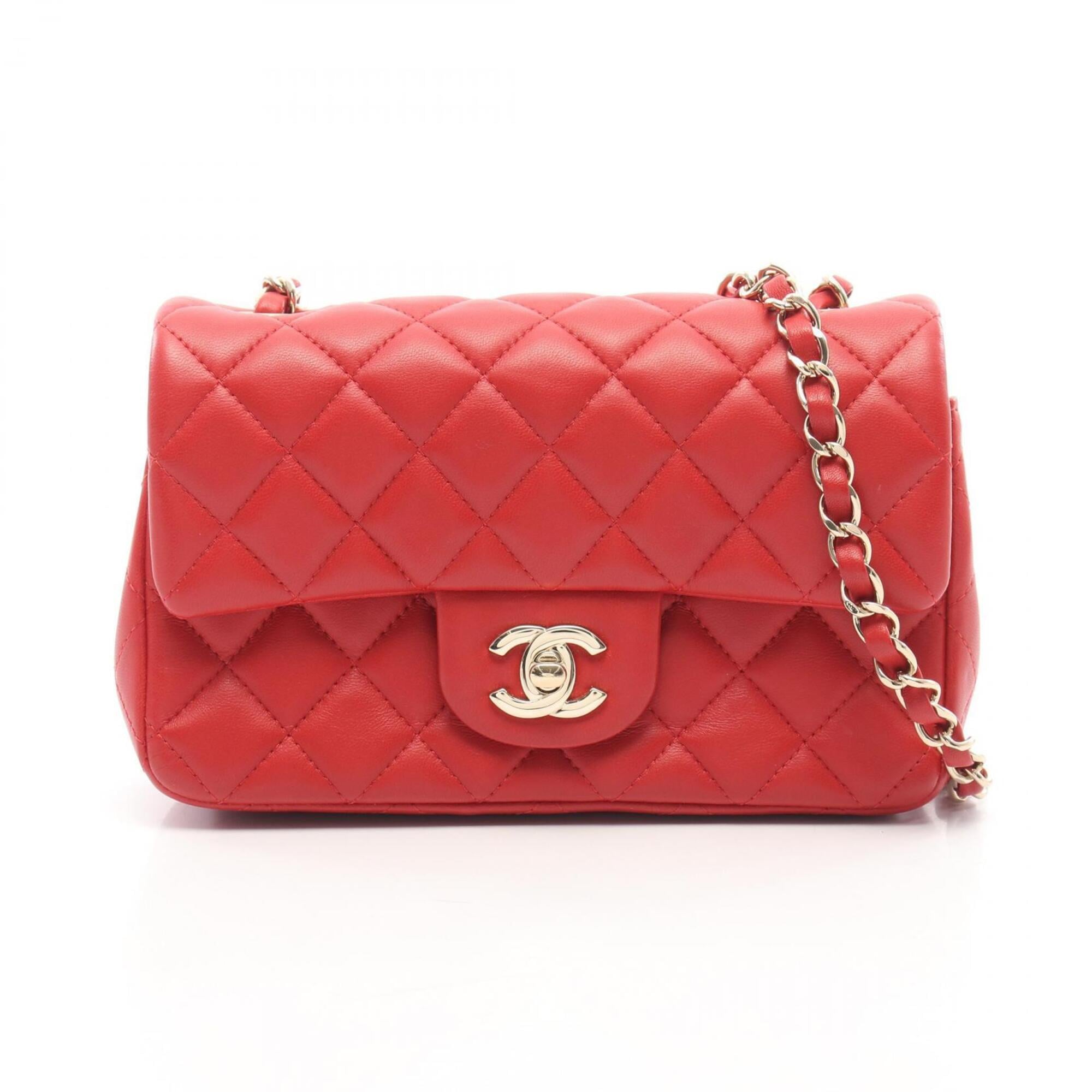 Chanel Red Color Leather Handbag Shoulder Bag (Pre-Owned)