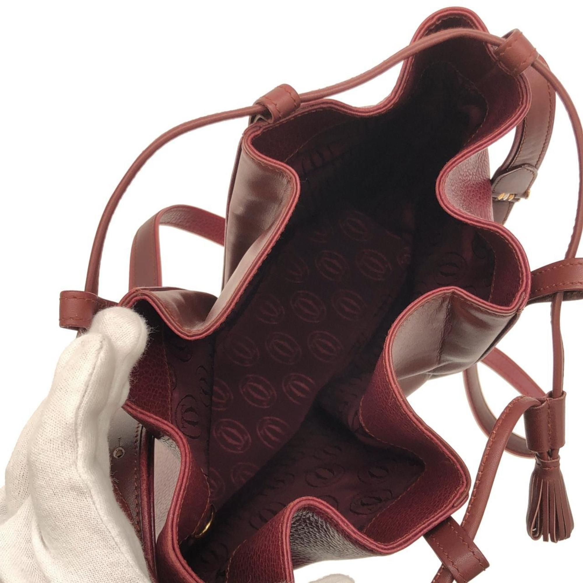 Cartier Bordeaux Leather Shoulder Bag (Pre-Owned)