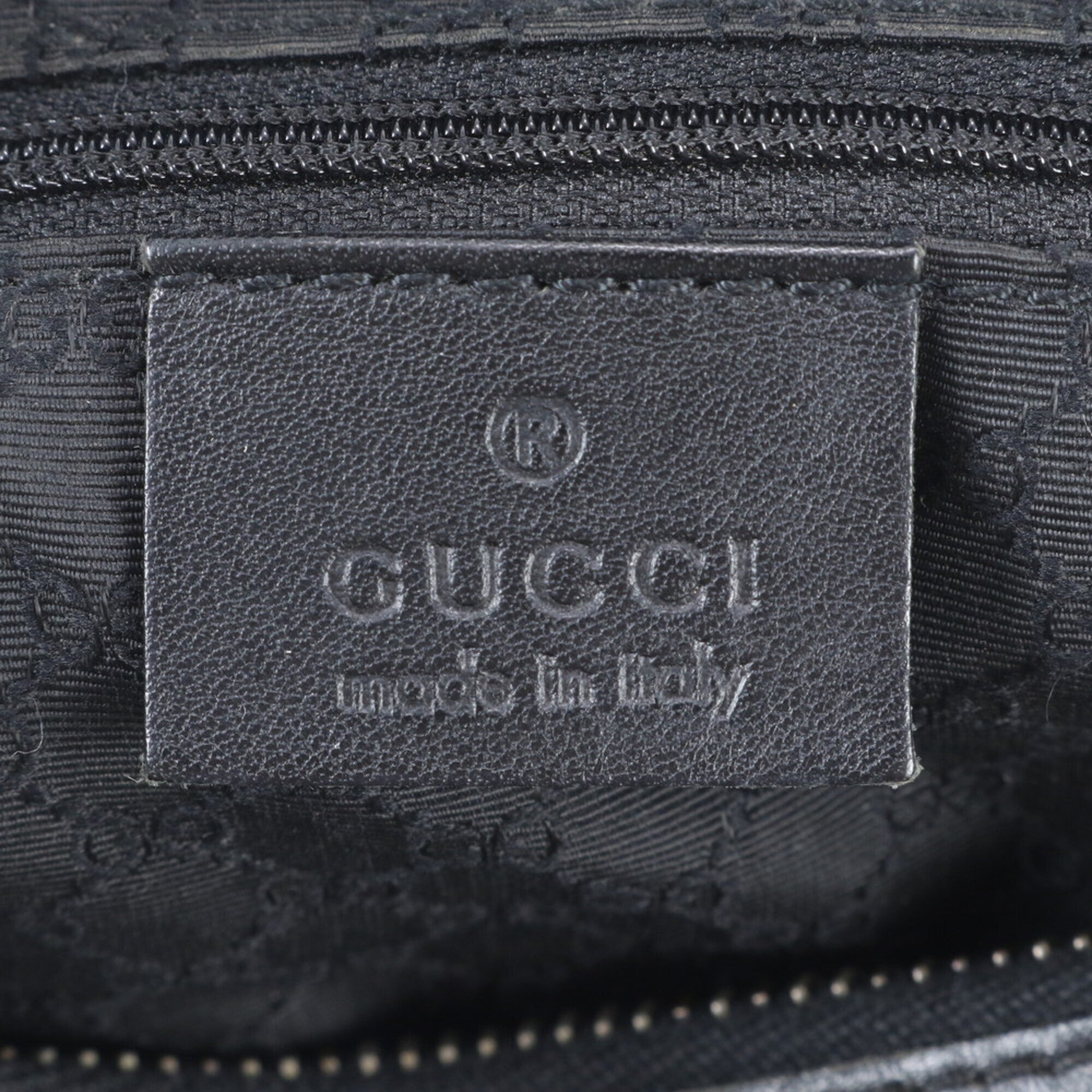 Gucci Black Leather Canvas Handbag Tote Bag (Pre-Owned)