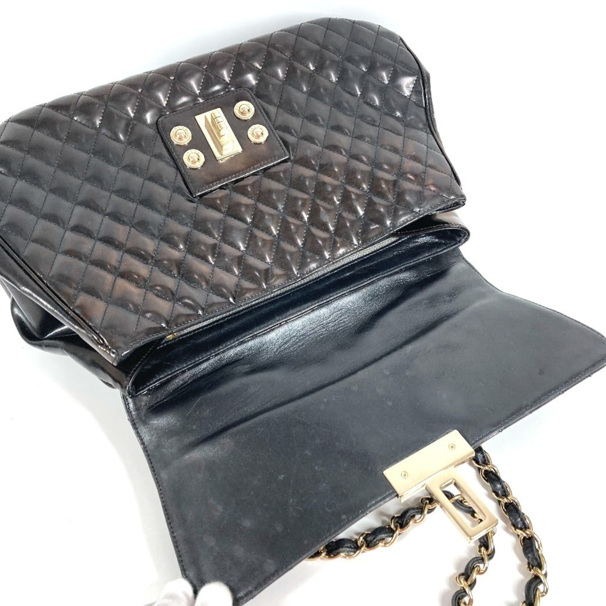 Chanel Black Leather Handbag Shoulder Bag Tote Bag (Pre-Owned)