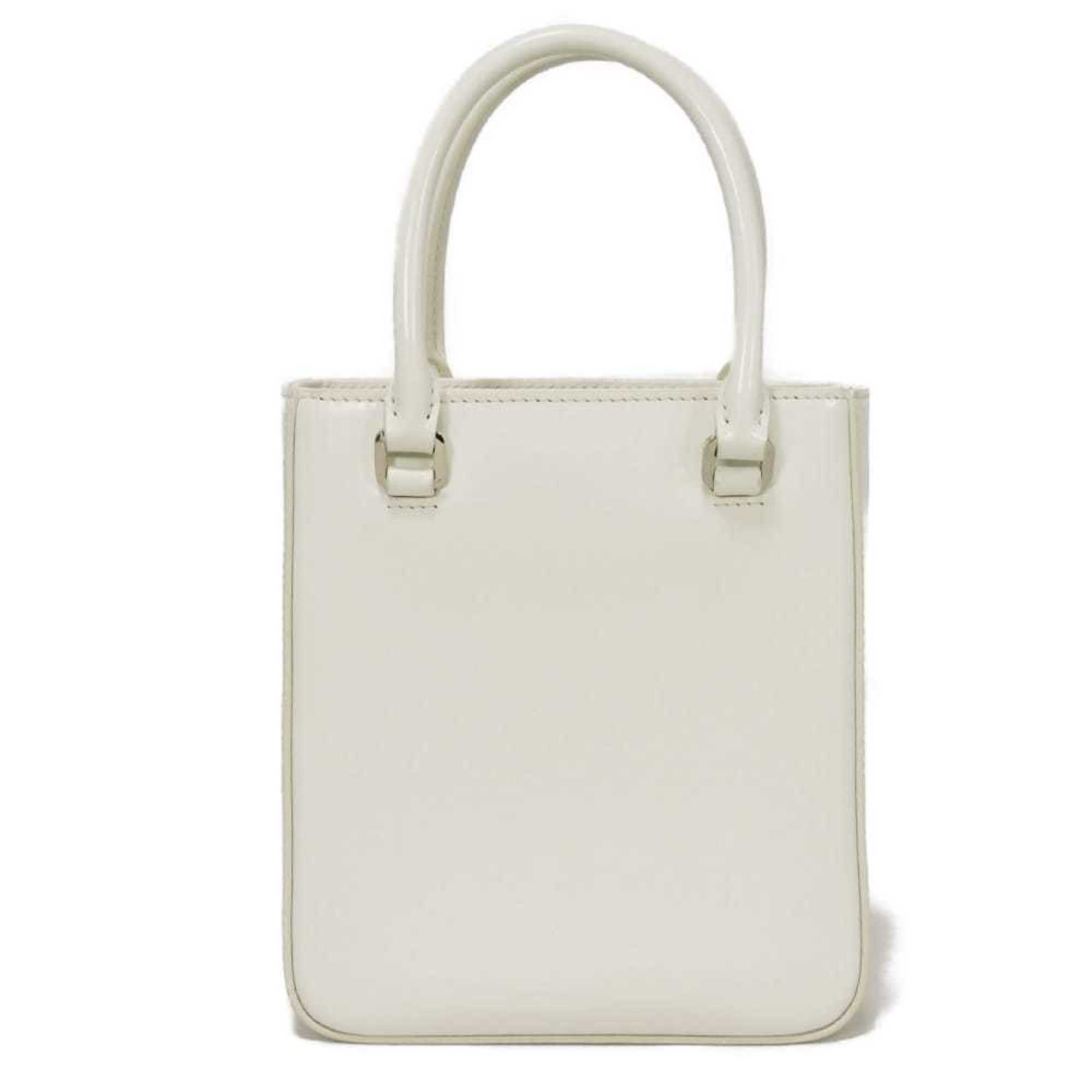 Prada Bianco White Leather Shoulder Bag Tote Bag (Pre-Owned)