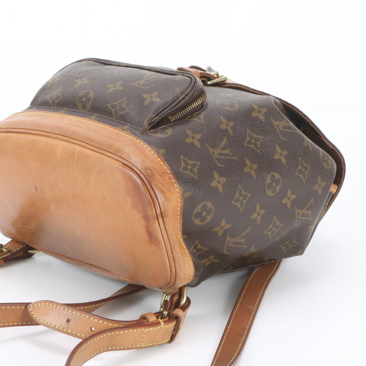 Louis Vuitton Brown Leather Coated Canvas Backpack (Pre-Owned)