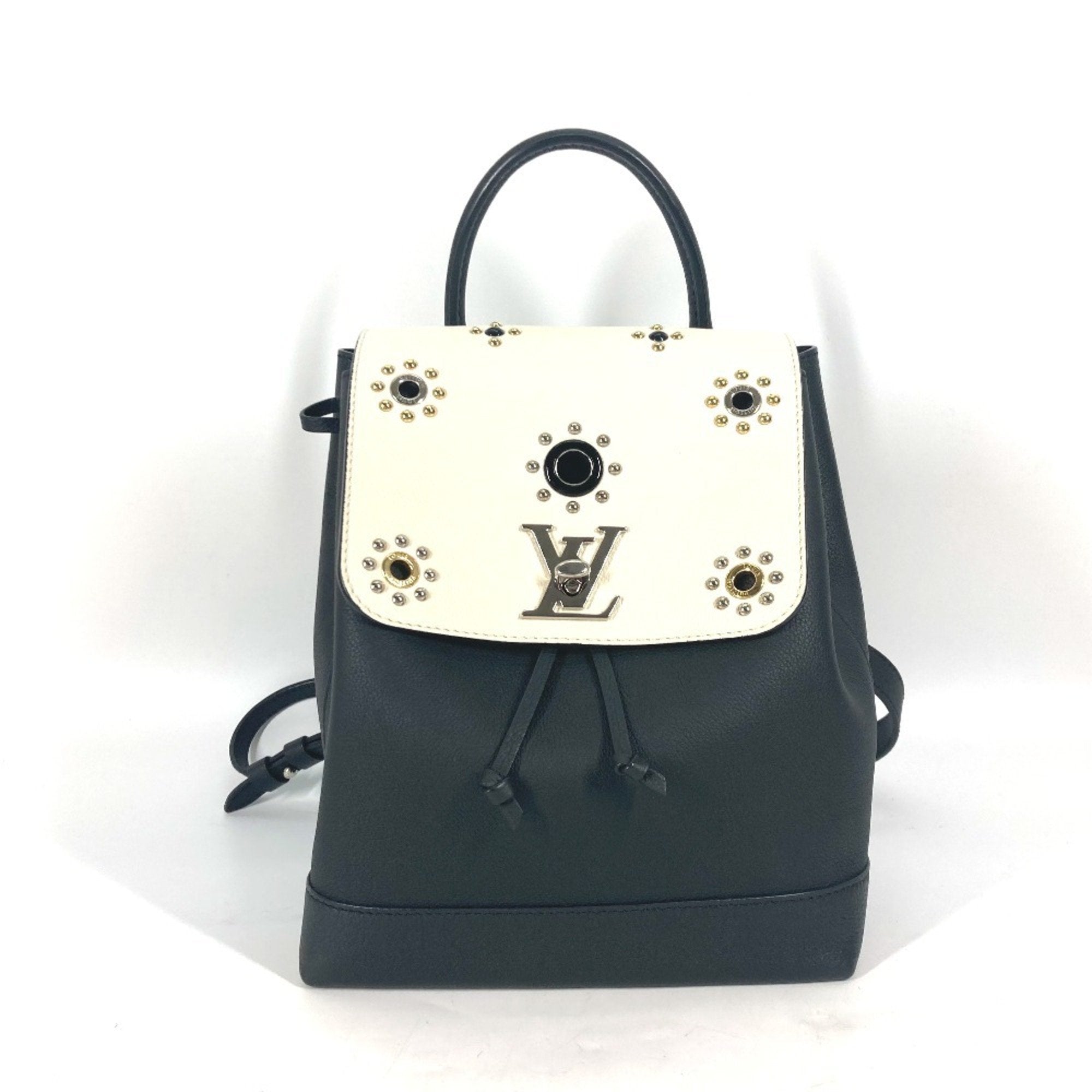 Louis Vuitton Black White Leather Backpack (Pre-Owned)