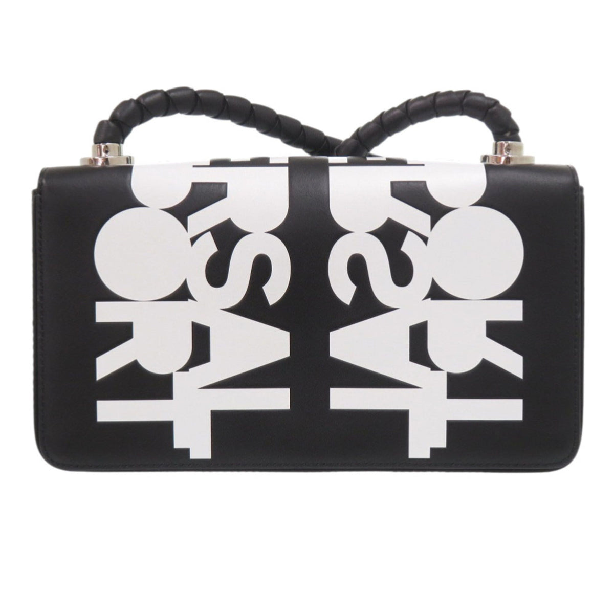 Burberry Black White Leather Shoulder Bag (Pre-Owned)