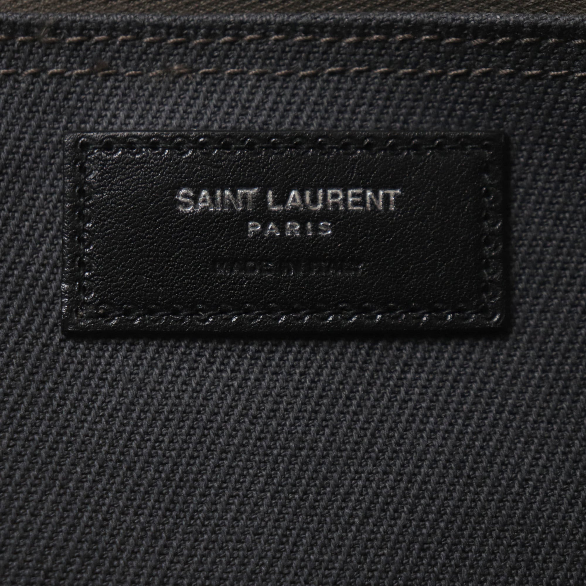 Saint Laurent Black Dark Gray Canvas Leather Tote Bag (Pre-Owned)