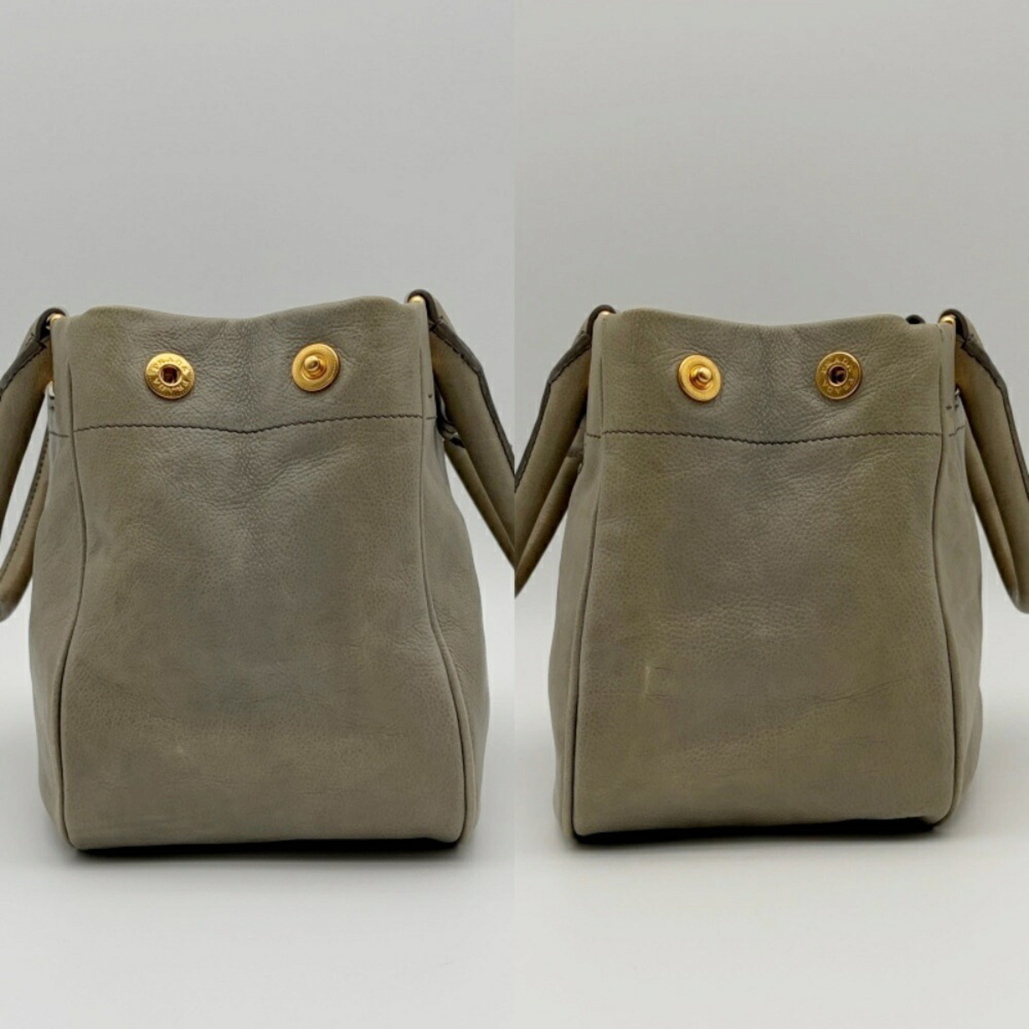 Prada Grayish Leather Handbag Shoulder Bag (Pre-Owned)