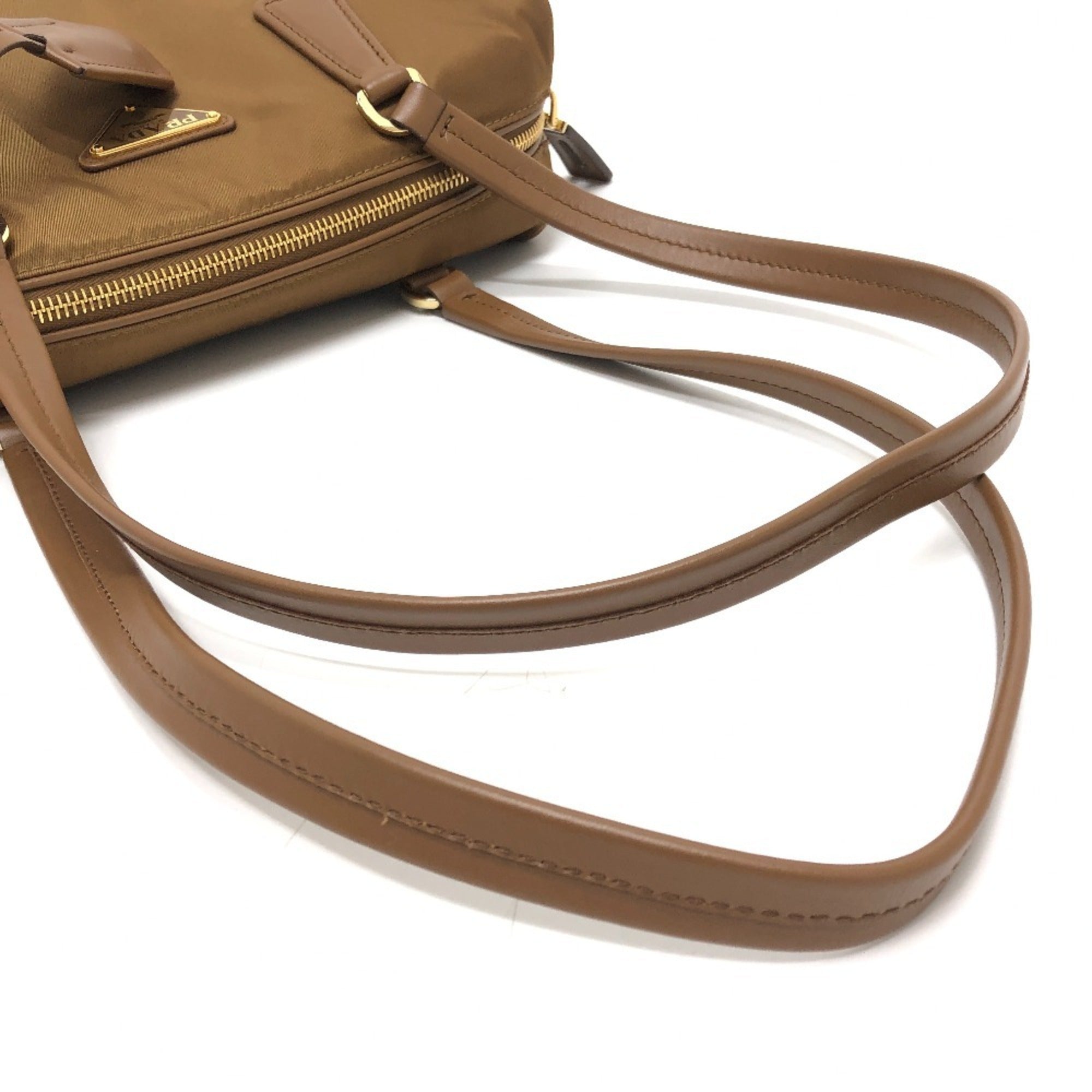 Prada Brown Nylon Leather Shoulder Bag (Pre-Owned)