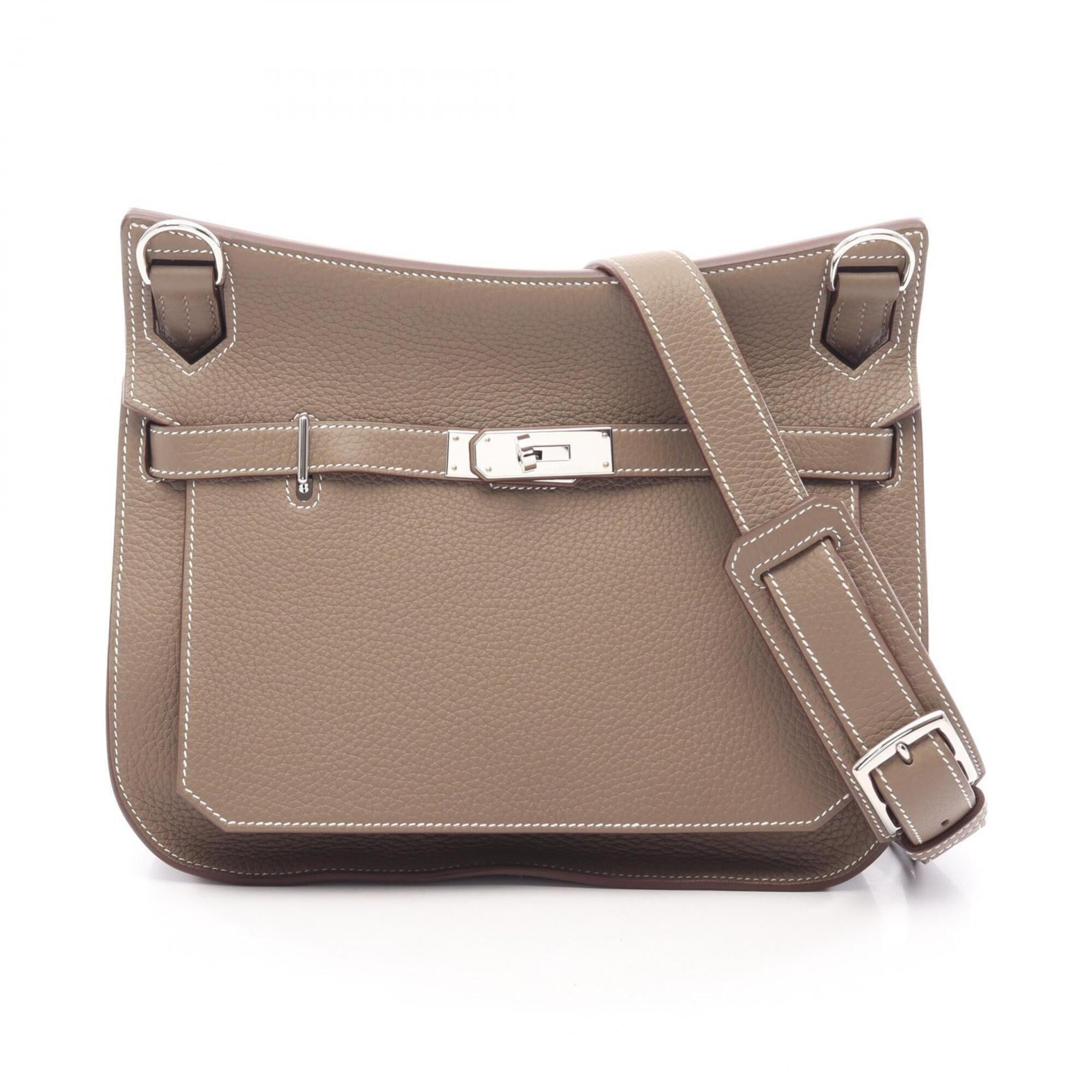 Hermes Etoupe Gray Gray Taurillon Clemence Leather Handbag Shoulder Bag (Pre-Owned)
