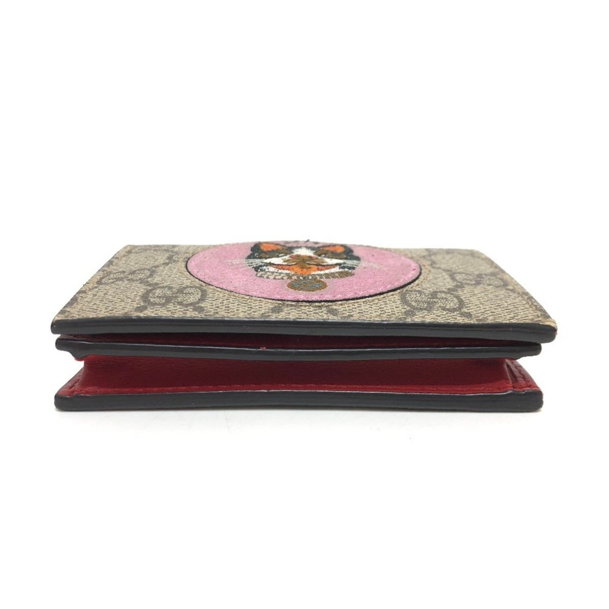 Gucci Beige Red Color Gg Supreme Canvas Wallet (Bi-Fold) (Pre-Owned)