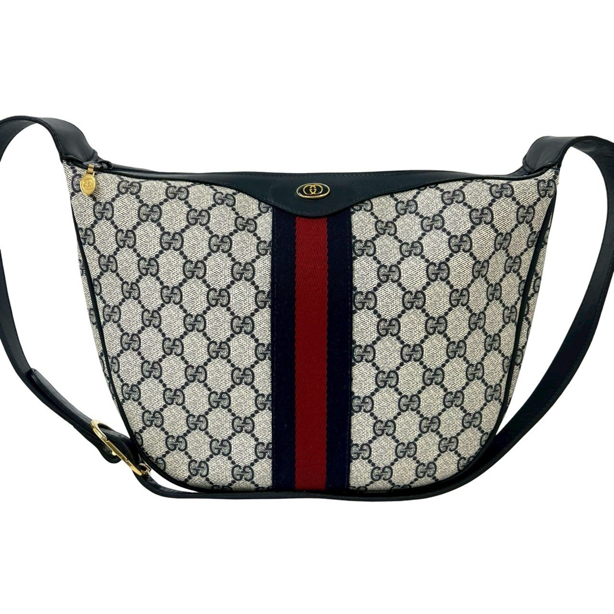Gucci Navy Red Color Pvc Leather Shoulder Bag (Pre-Owned)