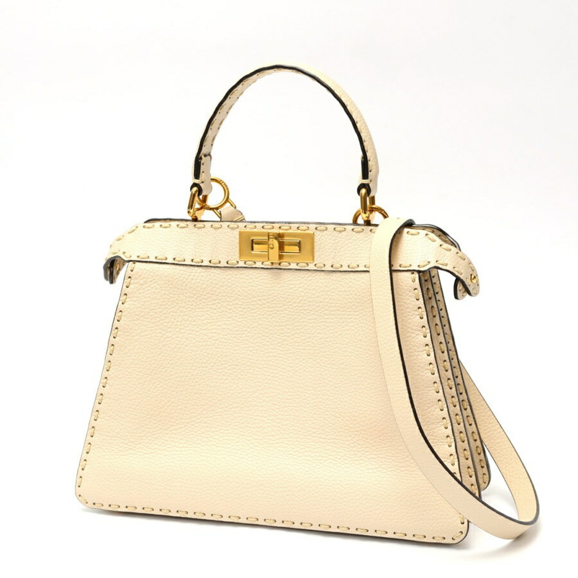 Fendi Ivory Leather Handbag Shoulder Bag (Pre-Owned)
