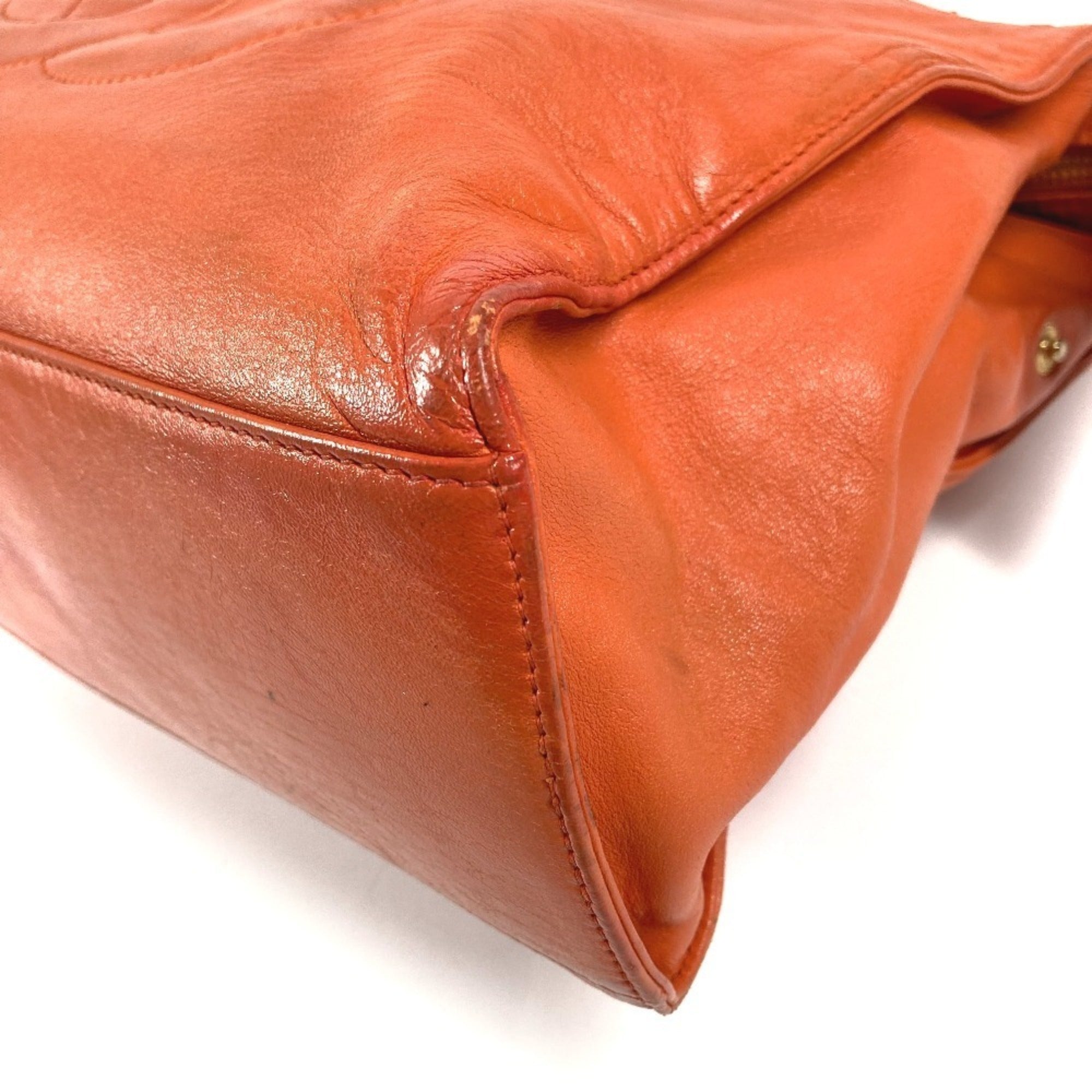 Chanel Orange Leather Shoulder Bag Tote Bag (Pre-Owned)
