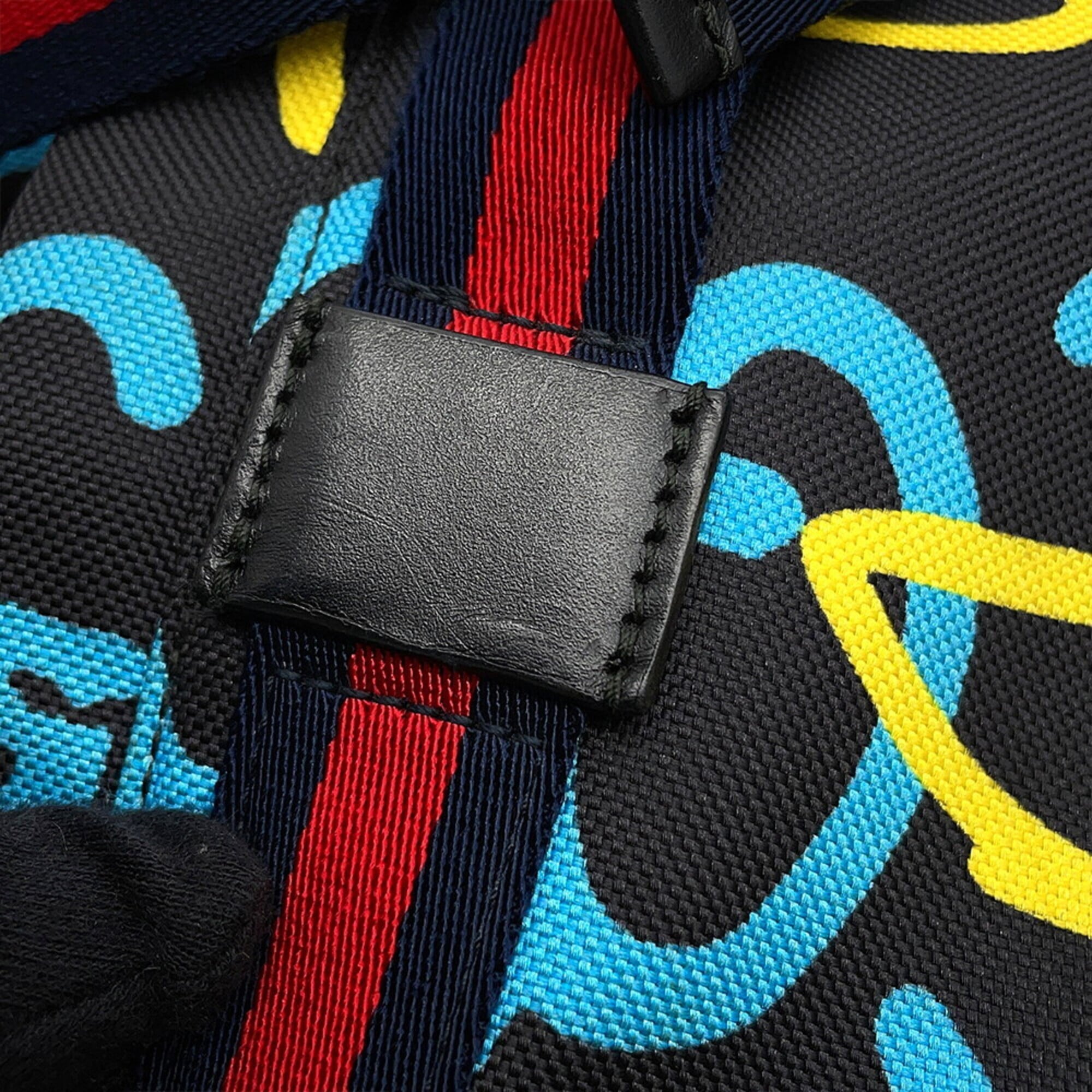 Gucci Black Multi-Color Nylon Canvas Backpack Handbag (Pre-Owned)