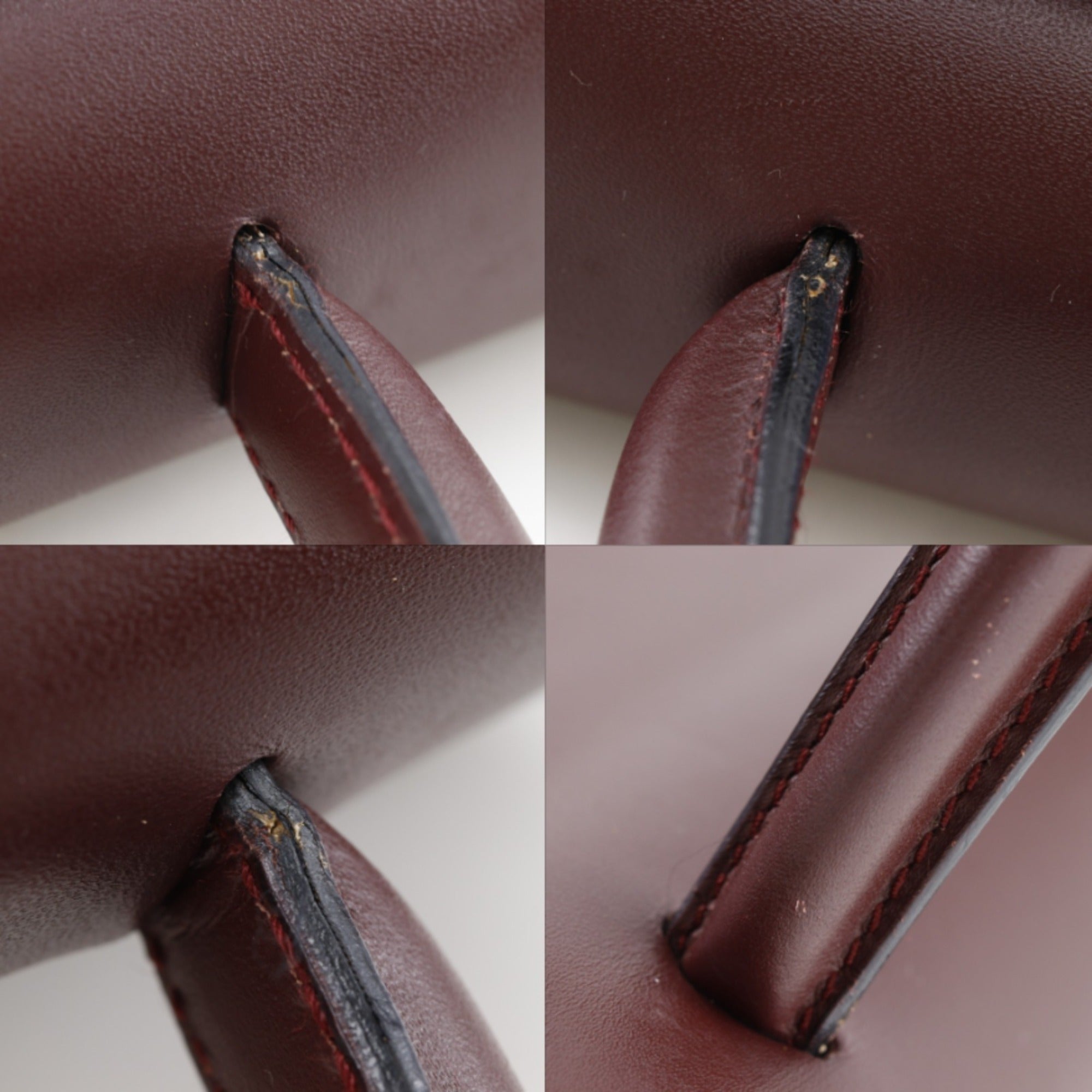 Cartier Bordeaux Red Color Wine Red Leather Handbag (Pre-Owned)