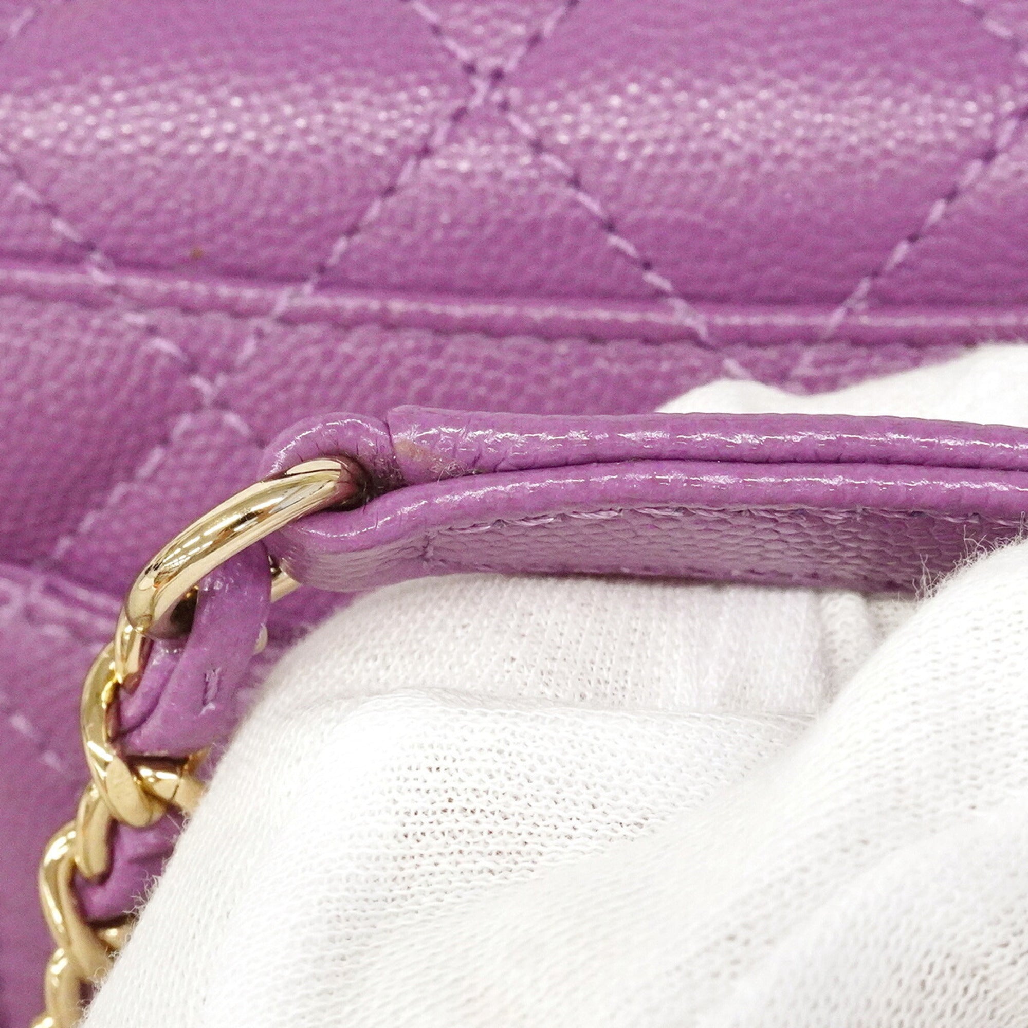 Chanel Purple Grained Calfskin Handbag (Pre-Owned)