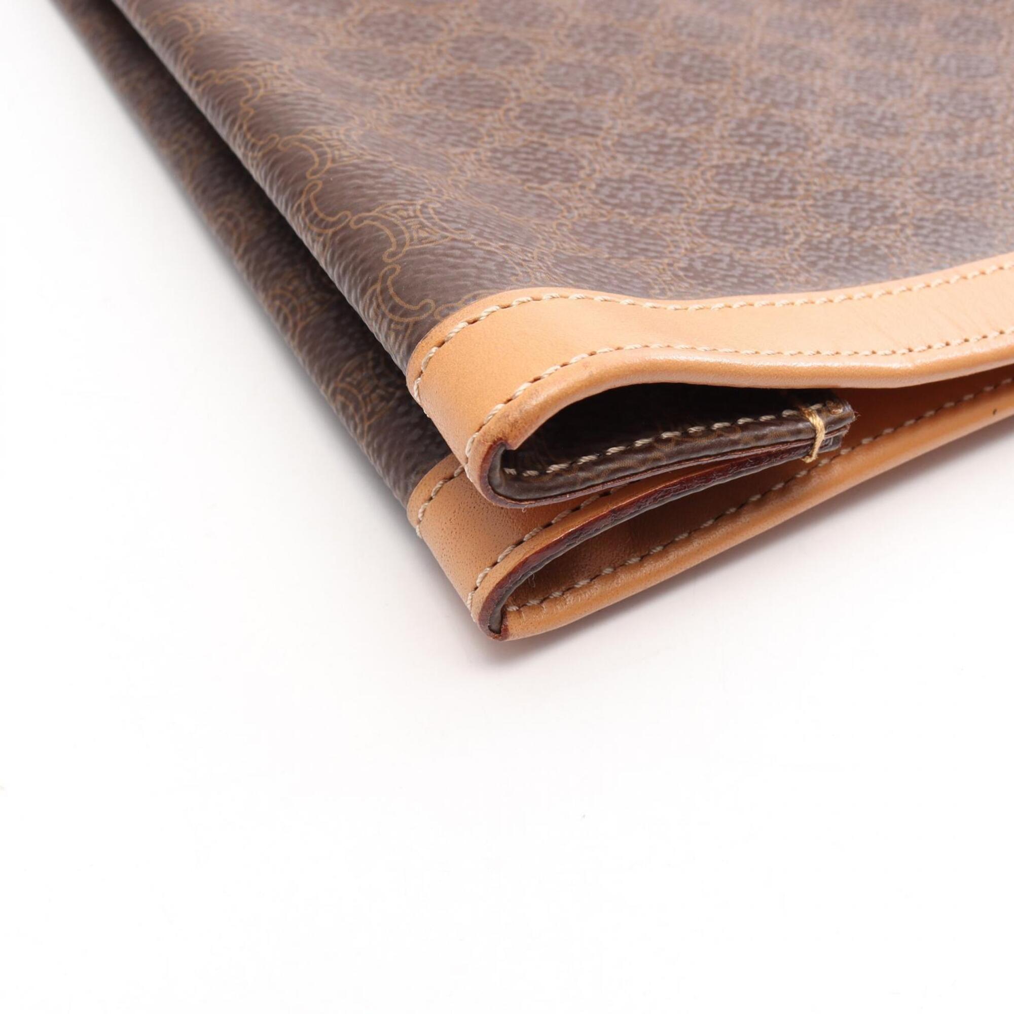 Celine Brown Coated Canvas Leather Handbag Tote Bag (Pre-Owned)