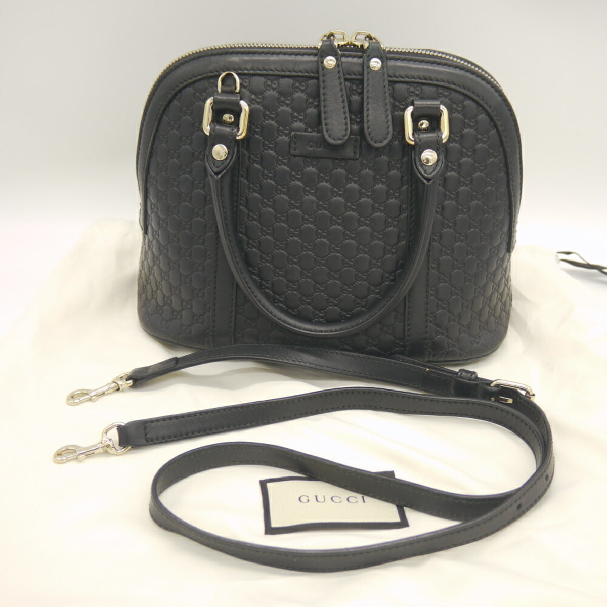 Gucci Black Micro Gg Leather Handbag Shoulder Bag (Pre-Owned)
