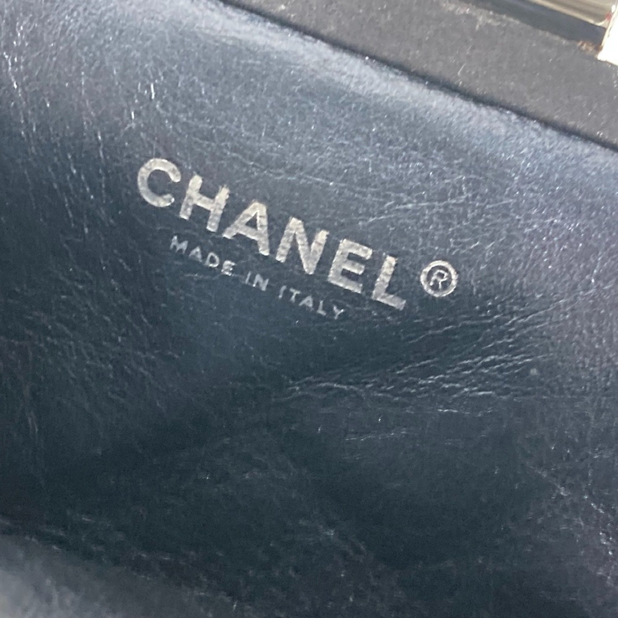 Chanel Dark Navy Leather Clutch Bag Pouch (Pre-Owned)