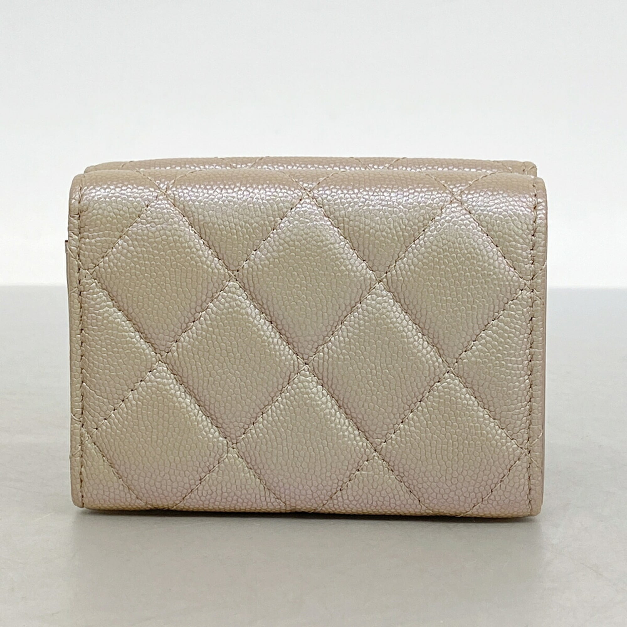 Chanel Metallic Pink Grained Calfskin Wallet (Tri-Fold) (Pre-Owned)
