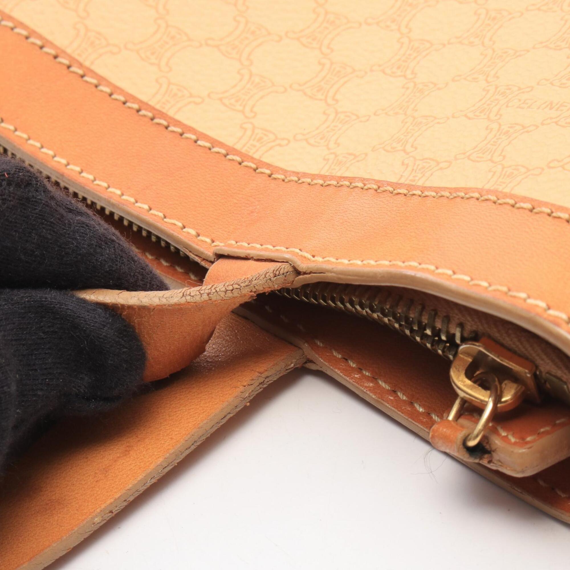 Celine Beige Brown Coated Canvas Leather Handbag Tote Bag (Pre-Owned)