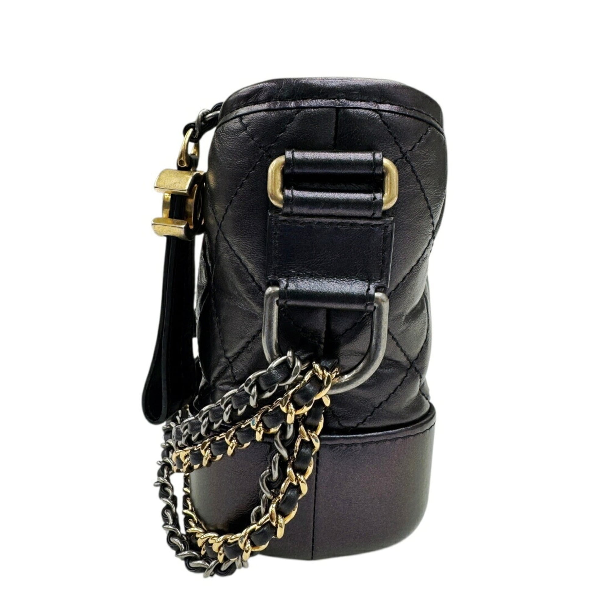 Chanel Metallic Black Leather Shoulder Bag (Pre-Owned)