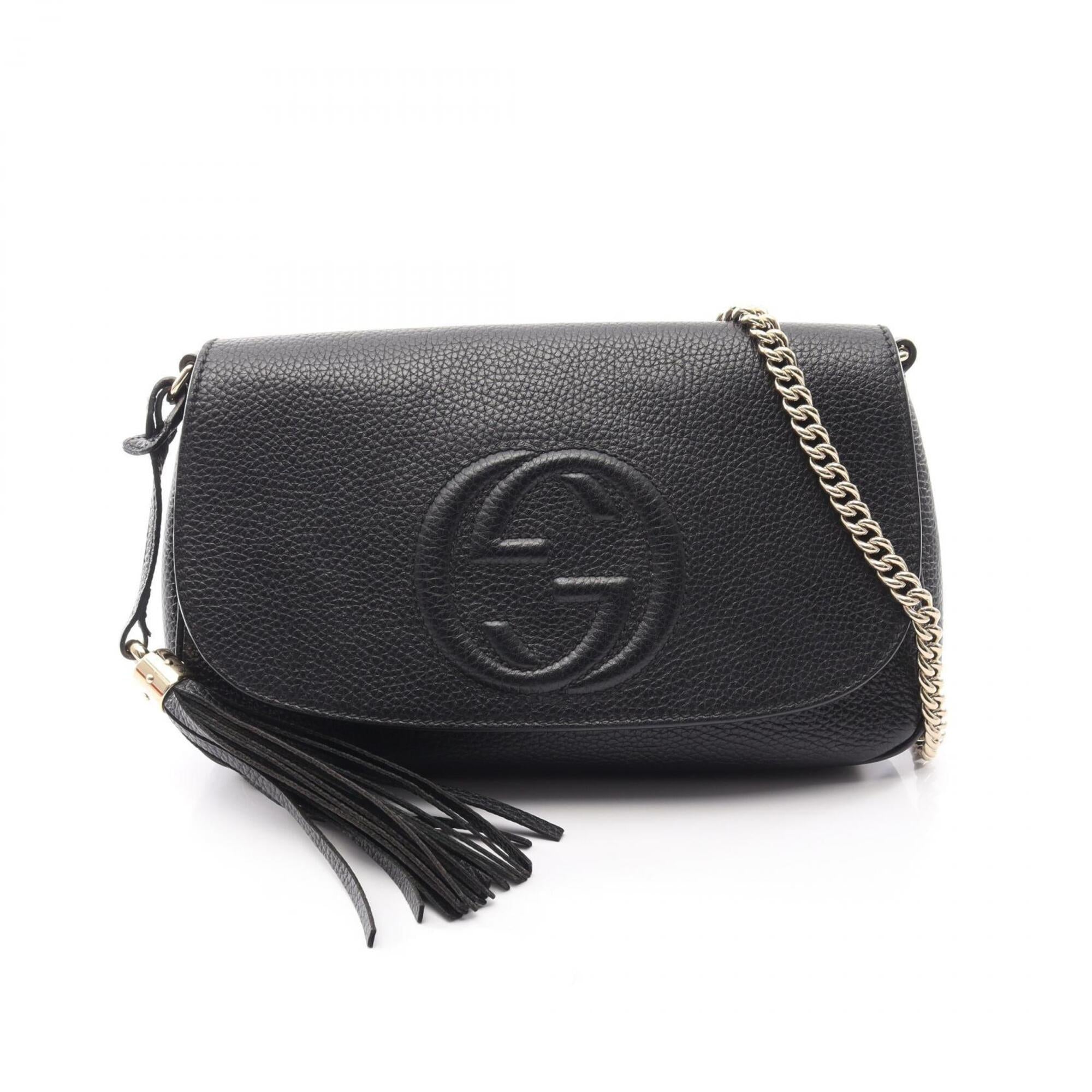Gucci Black Leather Handbag Shoulder Bag (Pre-Owned)
