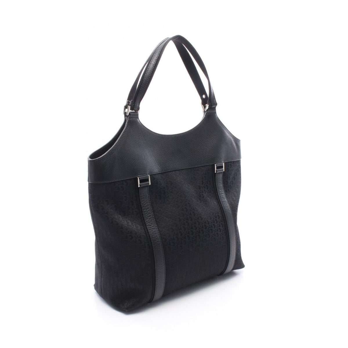 Christian Dior Black Canvas Leather Handbag Tote Bag (Pre-Owned)