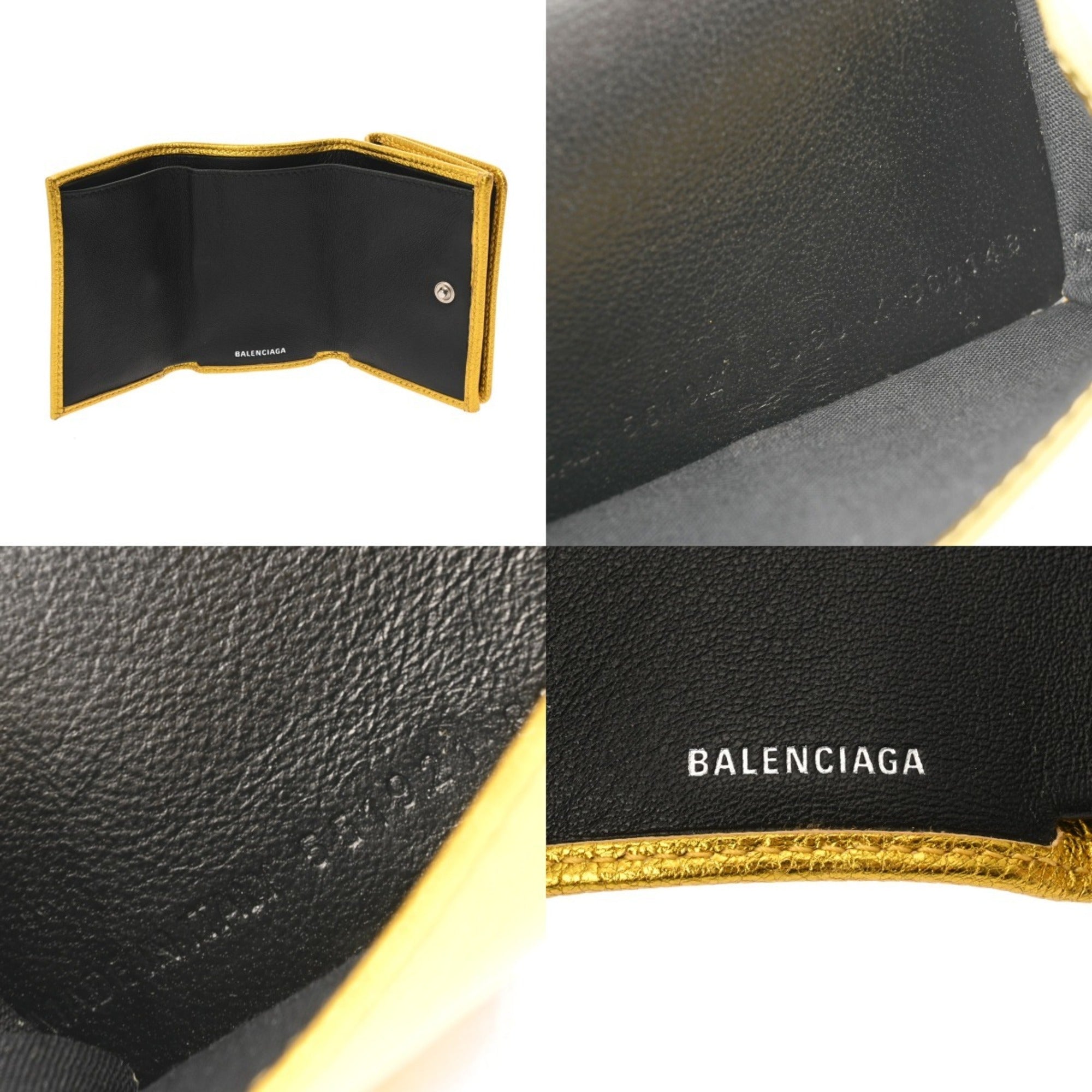 Balenciaga Metallic Gold Leather Wallet (Tri-Fold) (Pre-Owned)