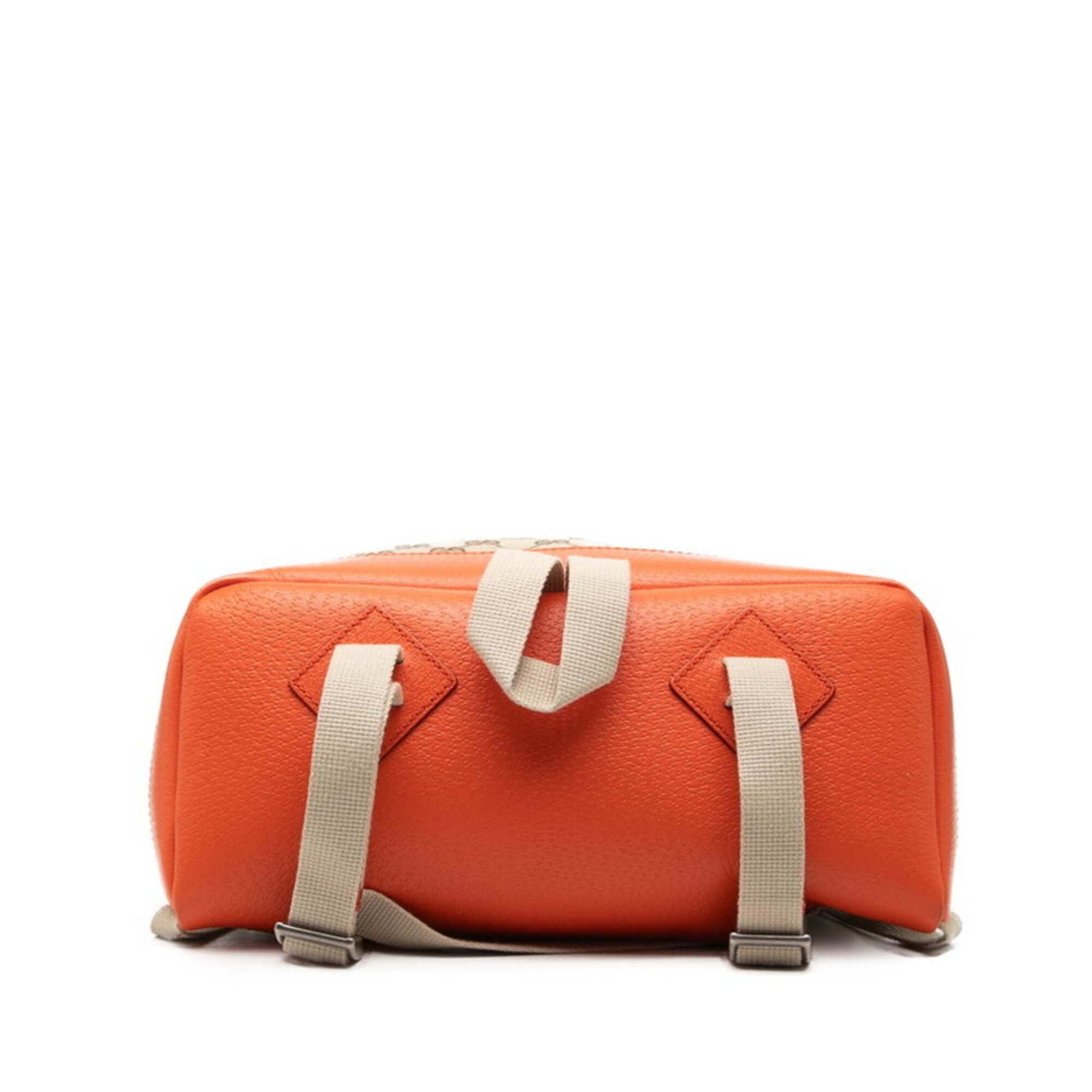 Gucci Beige Orange Canvas Leather Backpack (Pre-Owned)