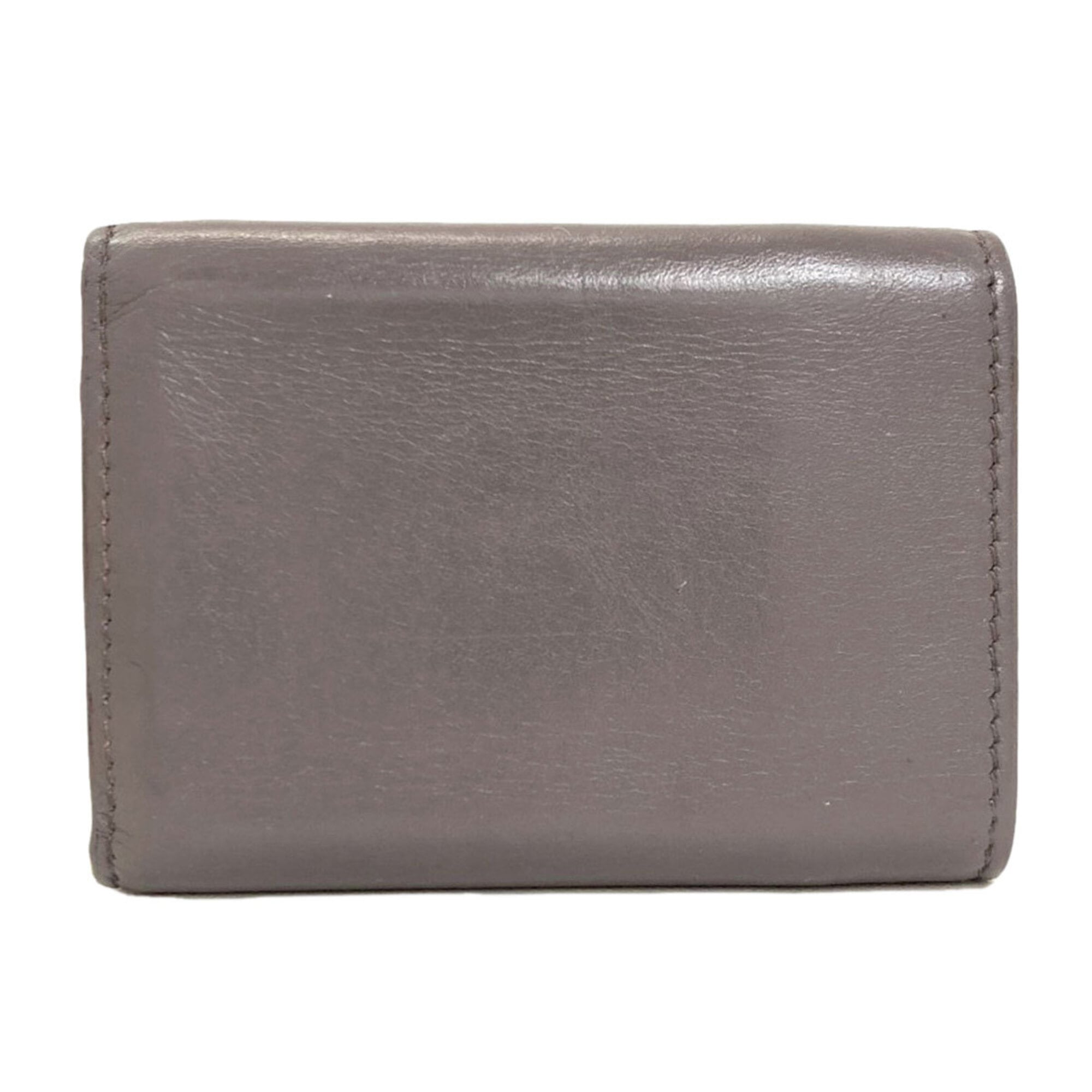 Yves Saint Laurent Gray Leather Wallet (Tri-Fold) (Pre-Owned)
