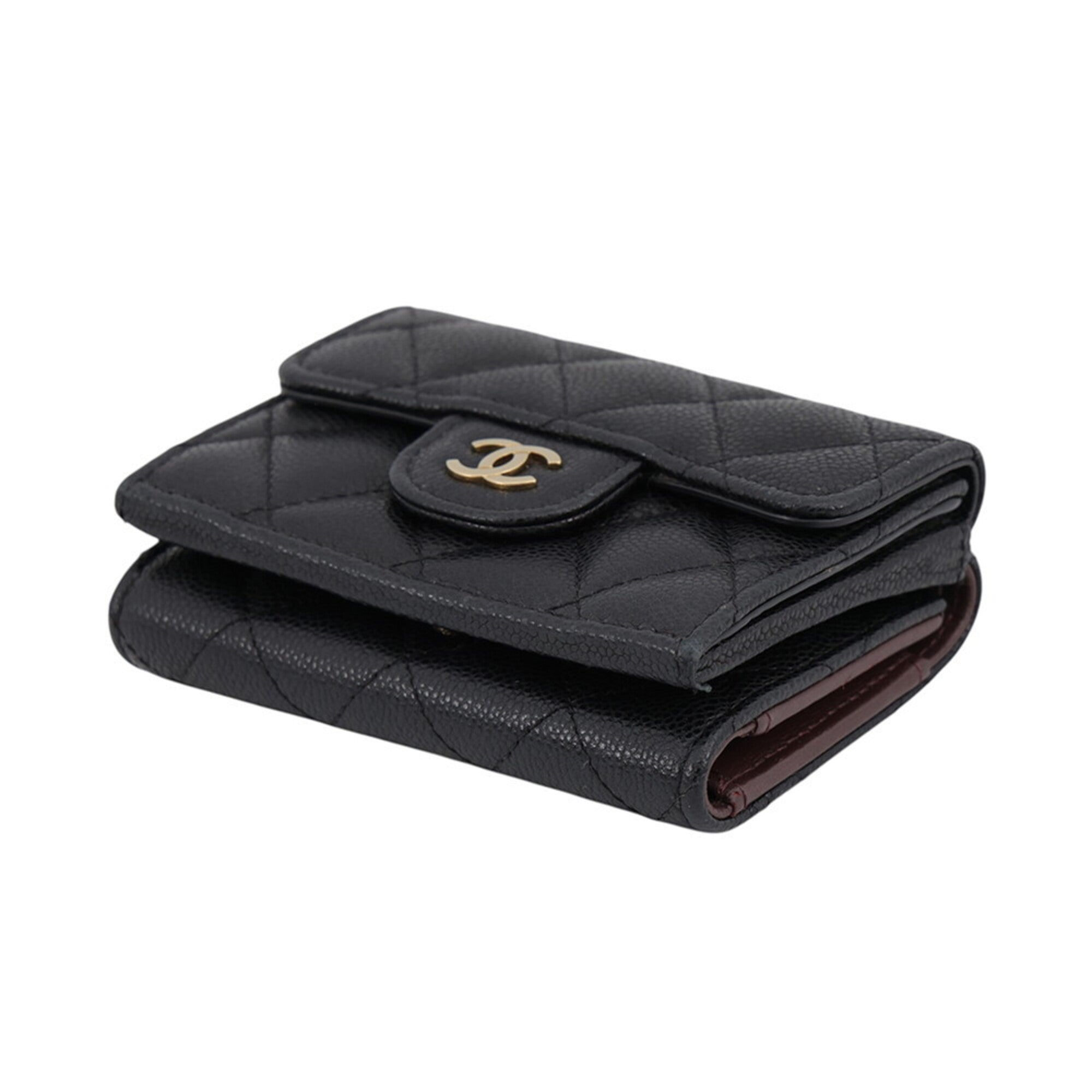 Chanel Matelasse Black Grained Calfskin Wallet (Tri-Fold) (Pre-Owned)