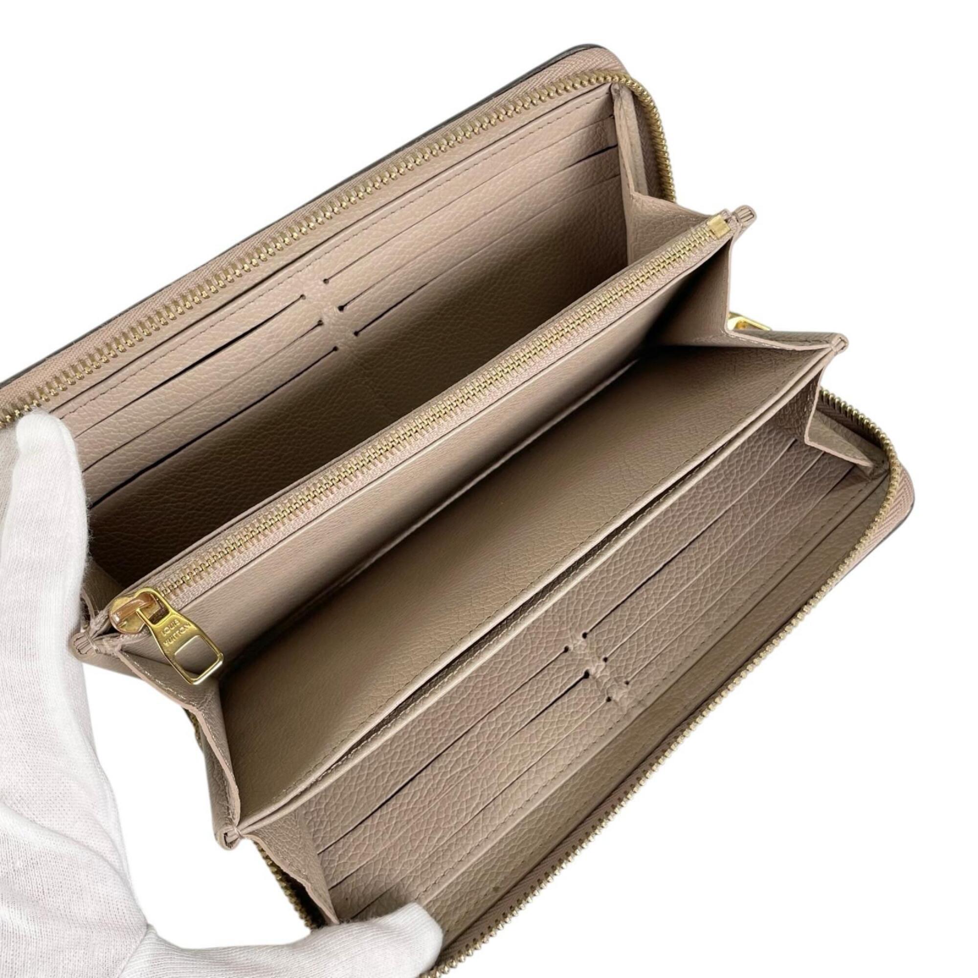 Louis Vuitton Monogram Beige Leather Long Wallet (Bi-Fold) (Pre-Owned)