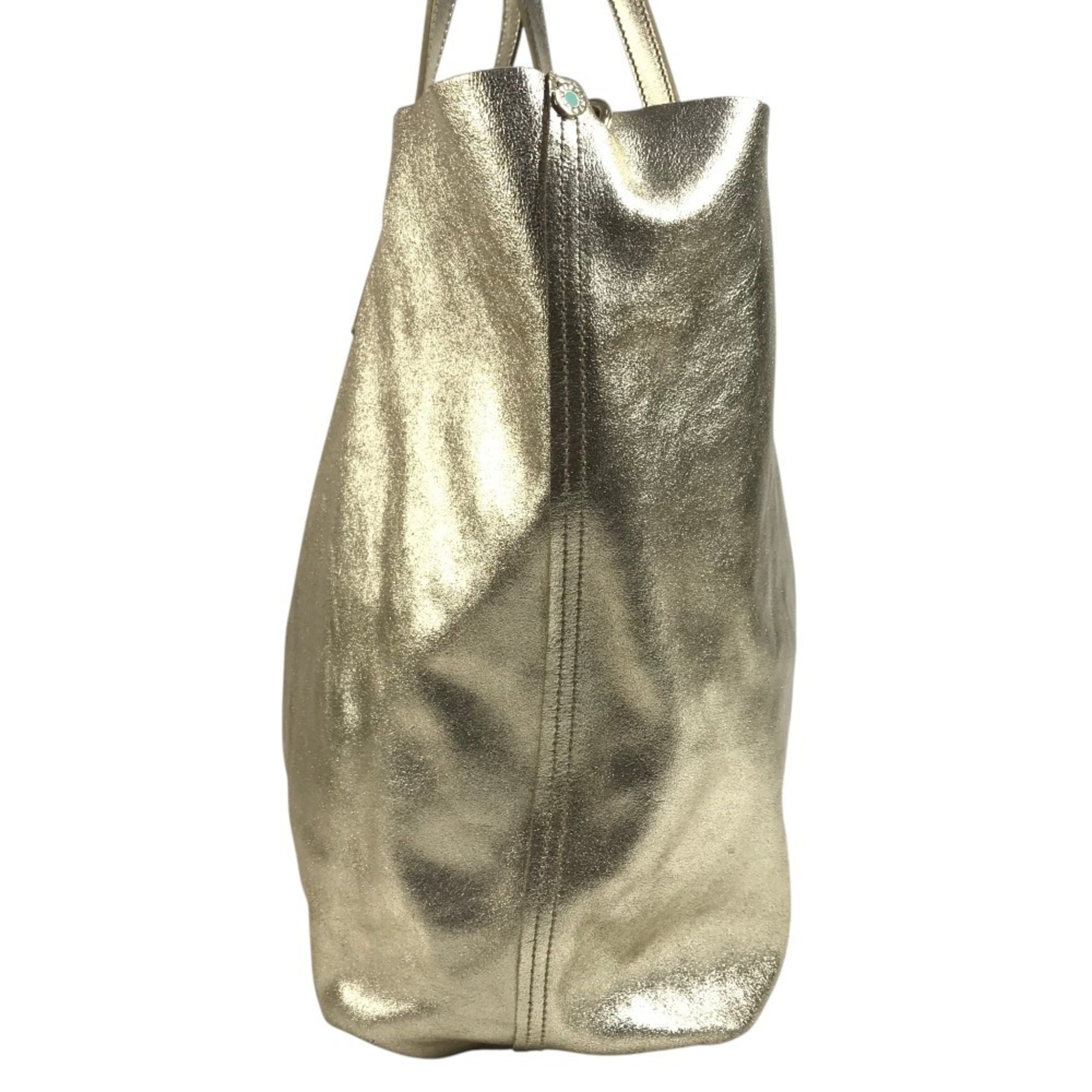 Tiffany Gold Leather Handbag Pouch Shoulder Bag Tote Bag (Pre-Owned)