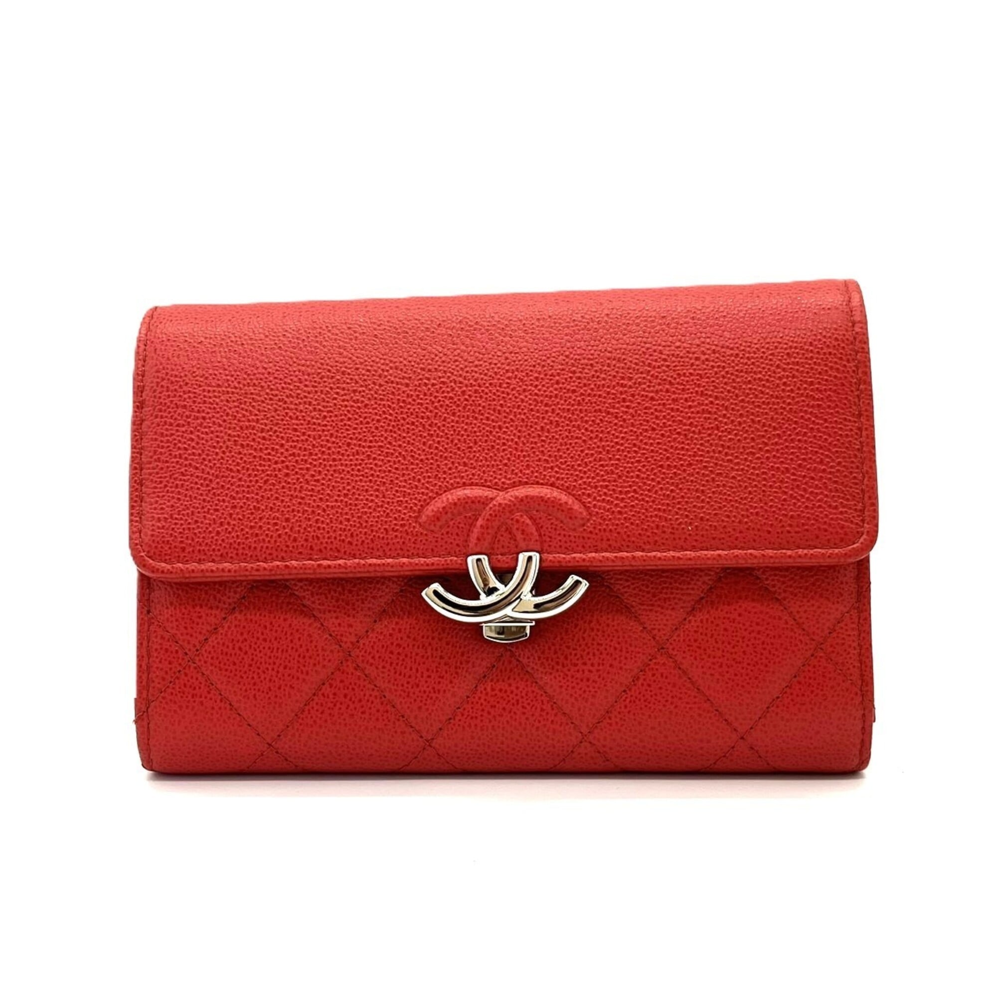 Chanel Matelasse Pink Grained Calfskin Wallet (Tri-Fold) (Pre-Owned)