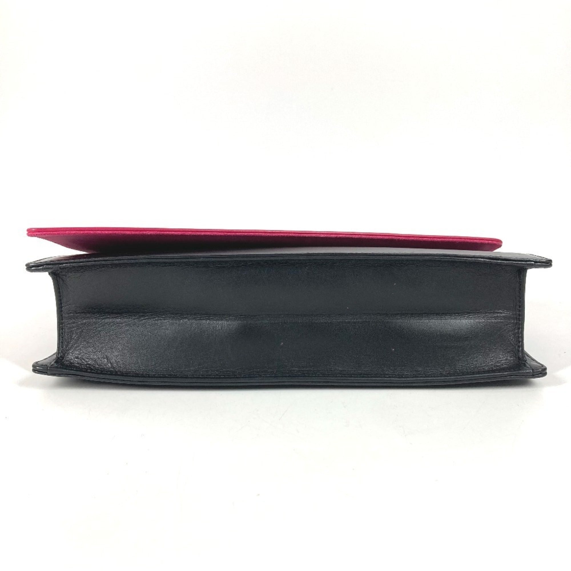 Yves Saint Laurent Black Pink Leather Clutch Bag Handbag (Pre-Owned)