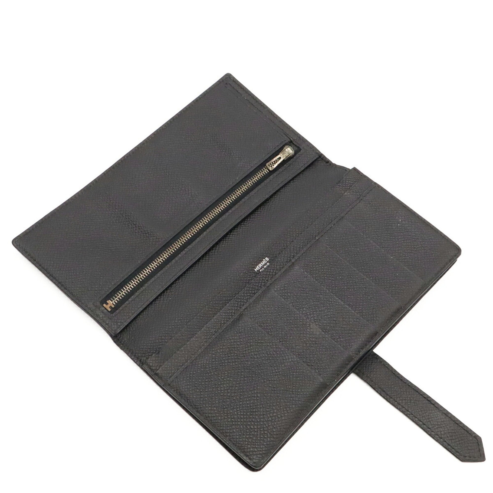 Hermes Black Epsom Leather Long Wallet (Bi-Fold) (Pre-Owned)
