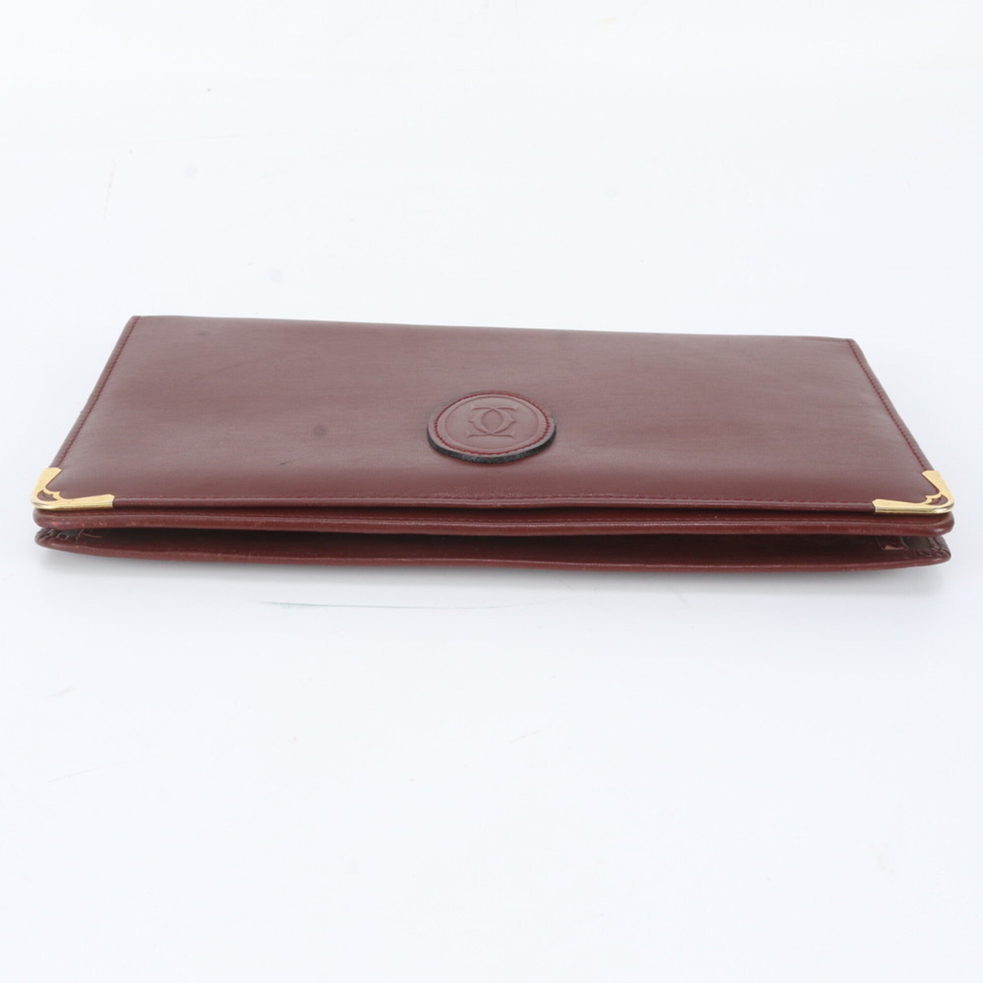 Cartier Wine Red Leather Clutch Bag Pouch (Pre-Owned)