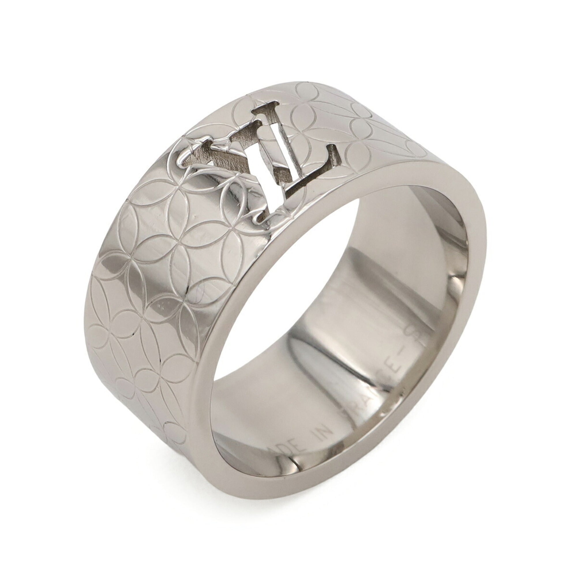 Louis Vuitton Silver Stainless Steel Band Ring (Pre-Owned)