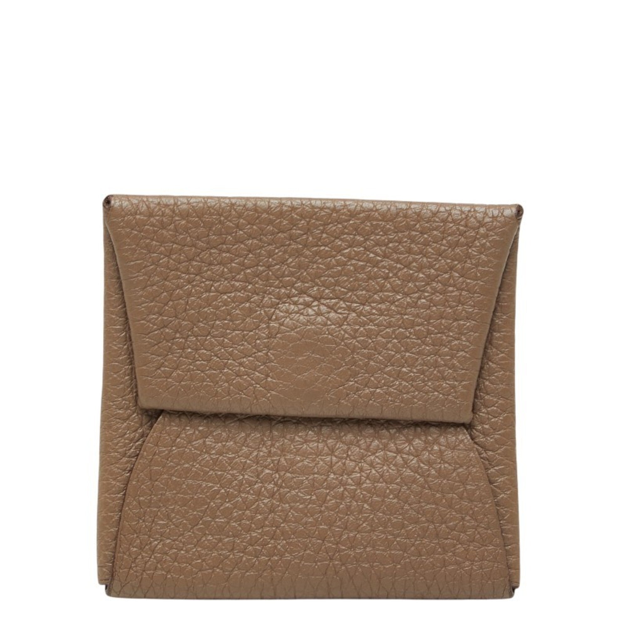 Hermes Beige Etoupe Gray Taurillon Clemence Leather Coin Purse/Coin Case (Pre-Owned)
