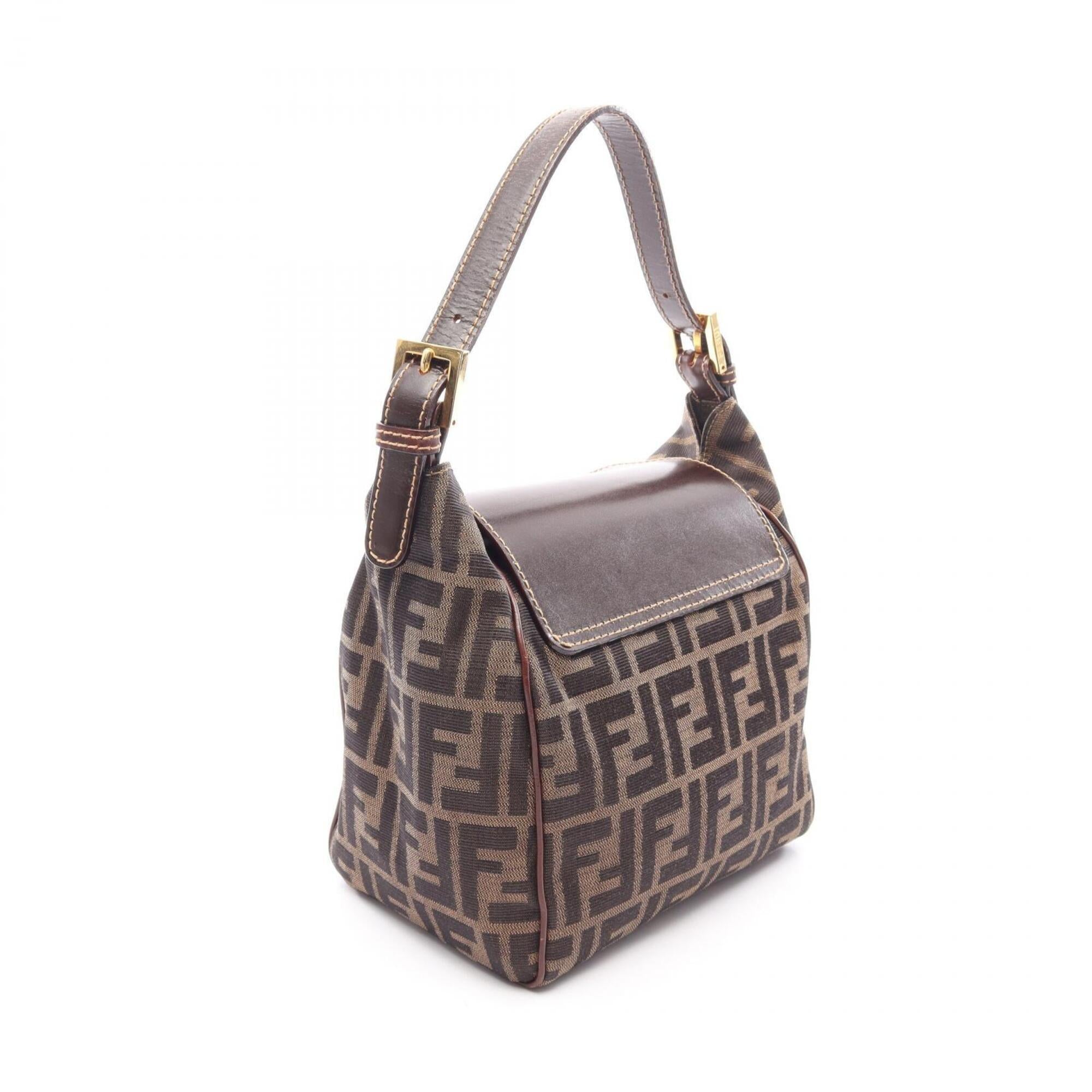 Fendi Zucca Brown Canvas Leather Handbag (Pre-Owned)